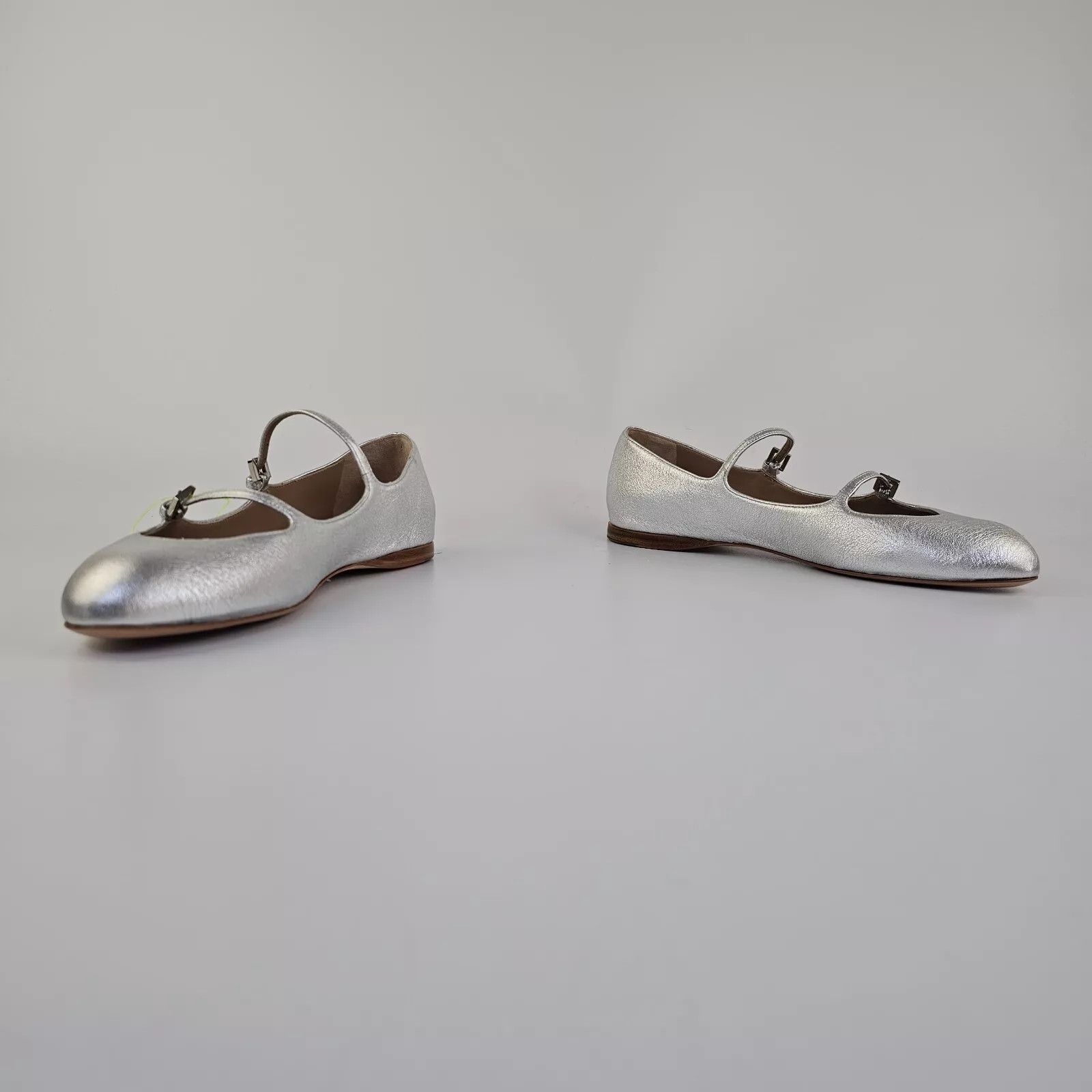Max Mara Max Mara Silver Nappa Leather Ballet Flats New FW24 Size US 11 / IT 41 - 8 Thumbnail