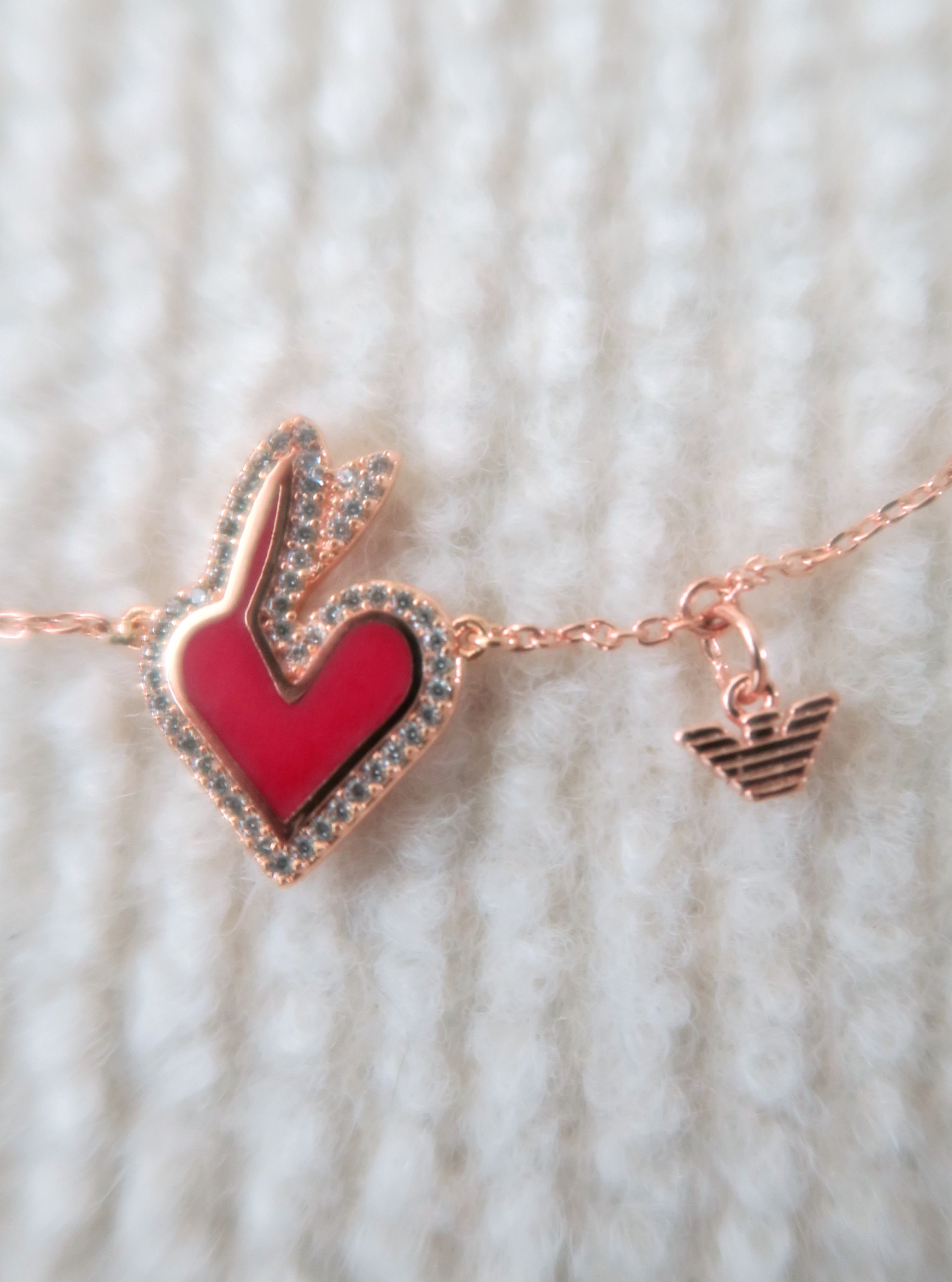Emporio Armani Emporio Armani Red Rabbit Heart Lacquer Station Necklace Size ONE SIZE - 10 Thumbnail