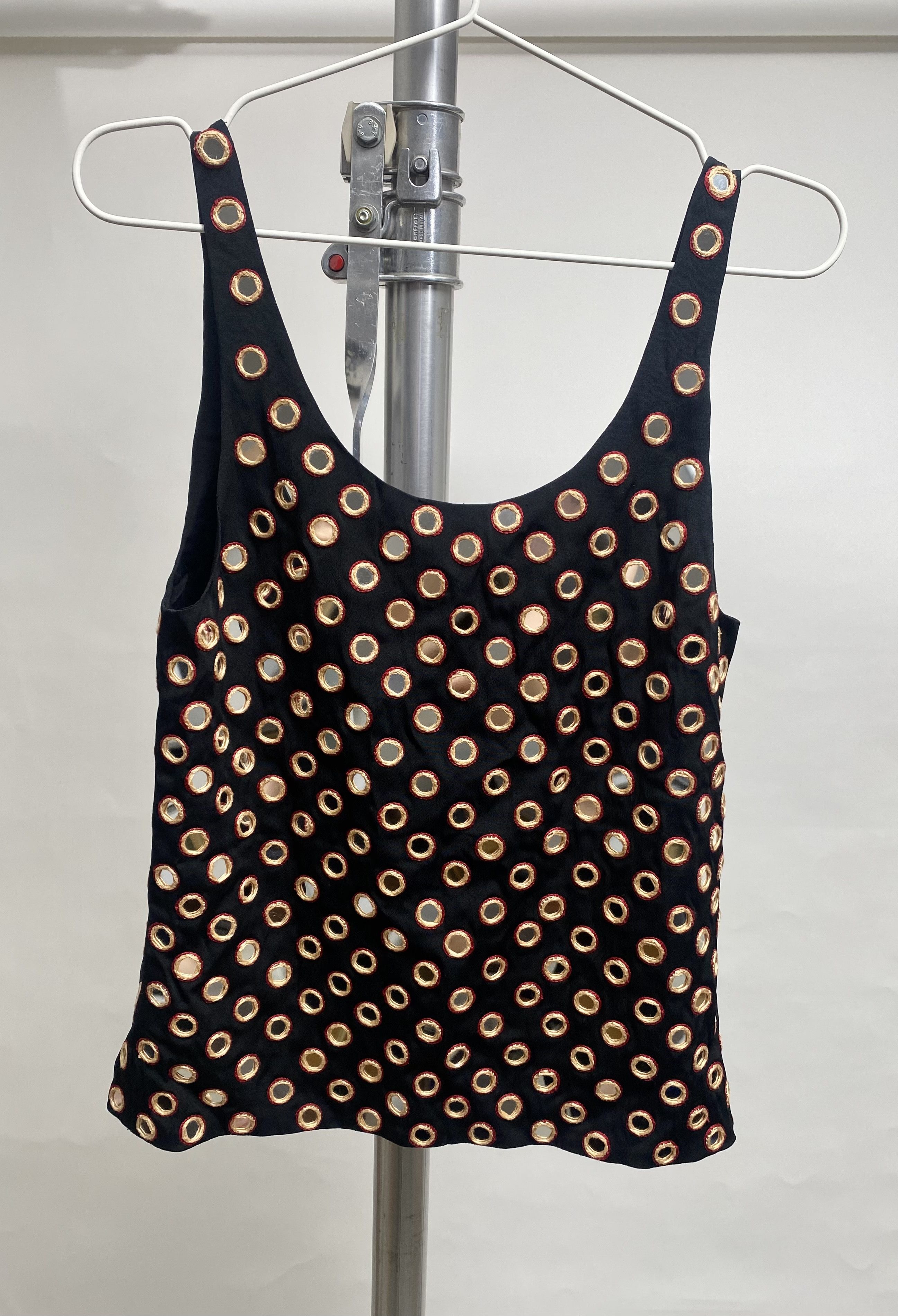 Saint Laurent Paris Embellished Black Mirror Top Size XXS / US 00 / IT 34 - 1 Thumbnail