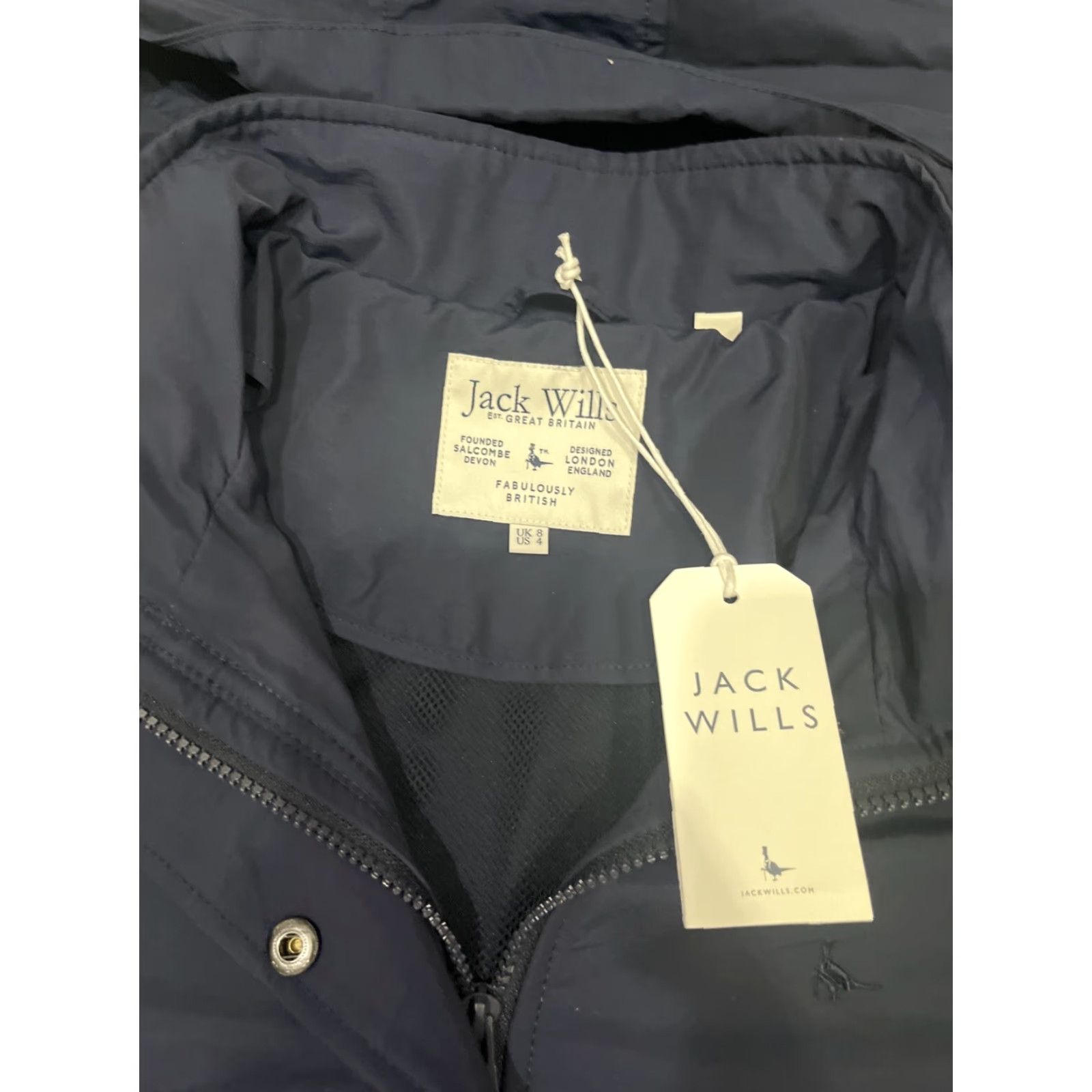 Jack Wills Jack Willis Jacket Womens 8 Navy Blue Hooded Ponte Zip Full Zip Pockets Windbreaker Casual Travel Regular Size 8 Womens Nautical College 90s? Size M / US 6-8 / IT 42-44 - 3 Thumbnail
