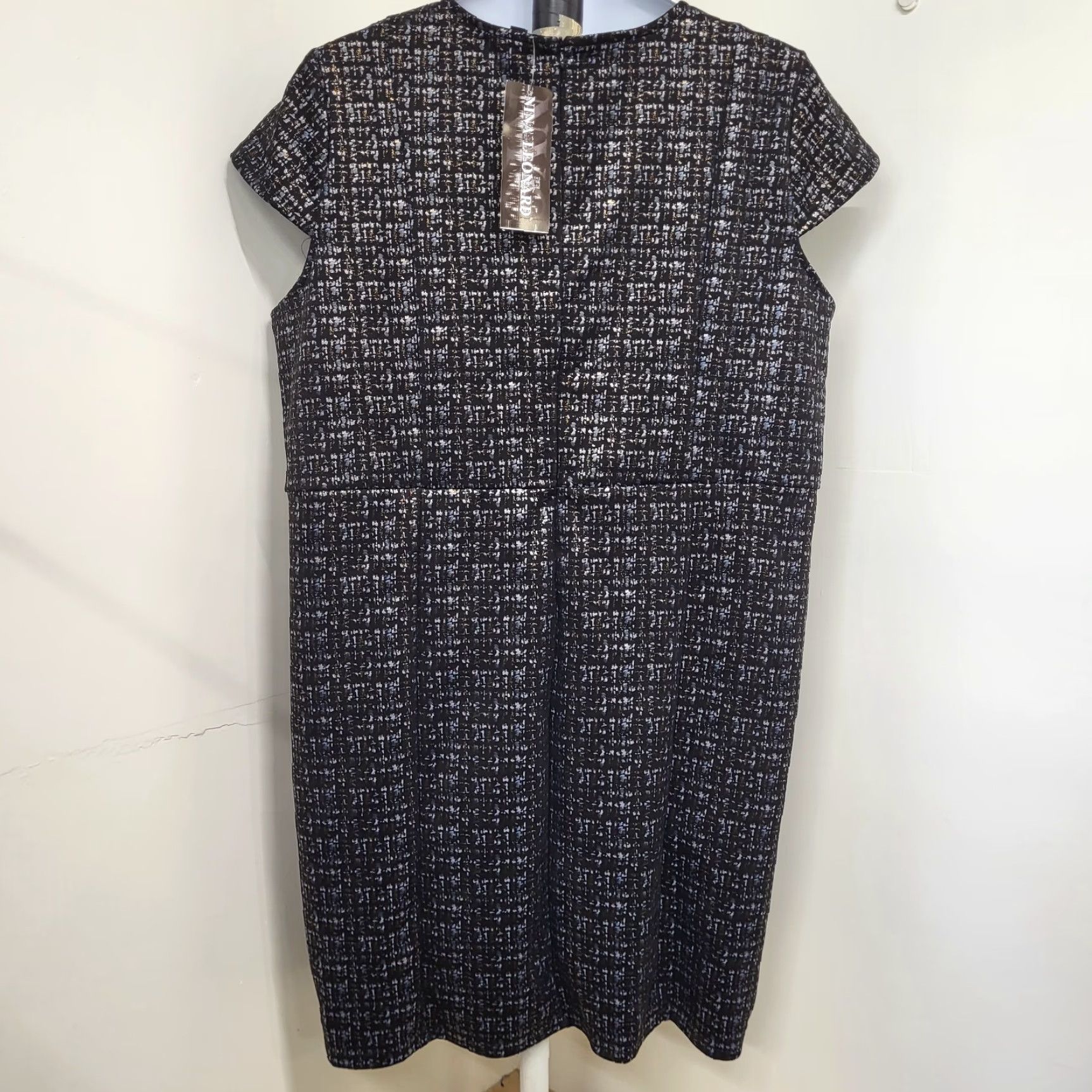 Vintage Nina Leonard Dress Women's 3X Black Cap Sleeve Sheath Roundneck Size XXL / US 16-18 / IT 52-54 - 7 Thumbnail