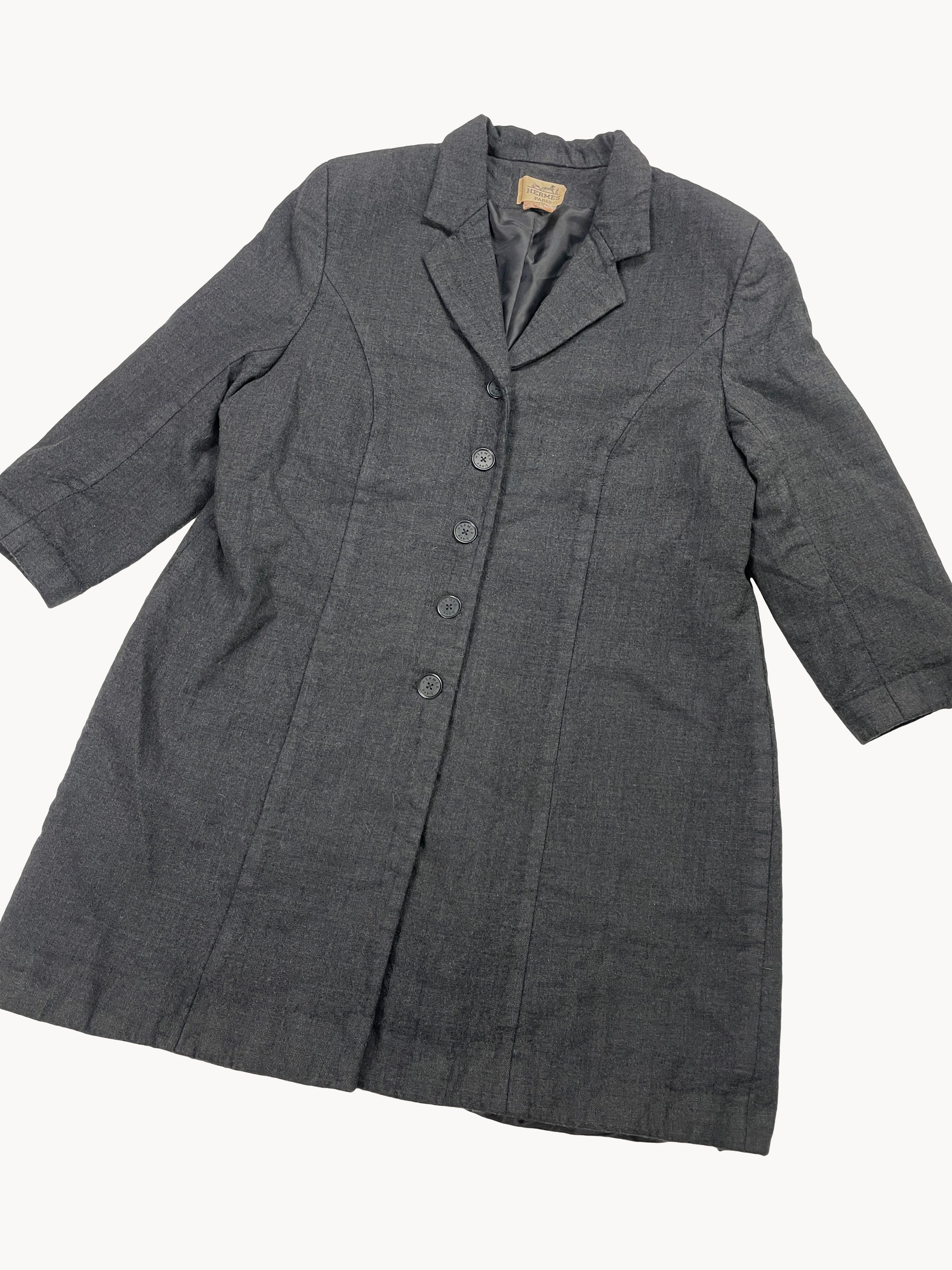 Hermes Vintage 80s Hermes by Claude Brouet Single Breasted Coat 44 Size L / US 10 / IT 46 - 4 Thumbnail