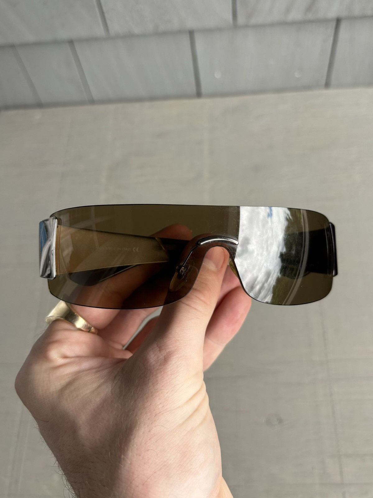 Designer × Salvatore Ferragamo × Vintage 2000s Ferragamo Sunglasses Y2K Rimless Shield Metal 1029 00s Size ONE SIZE - 5 Thumbnail