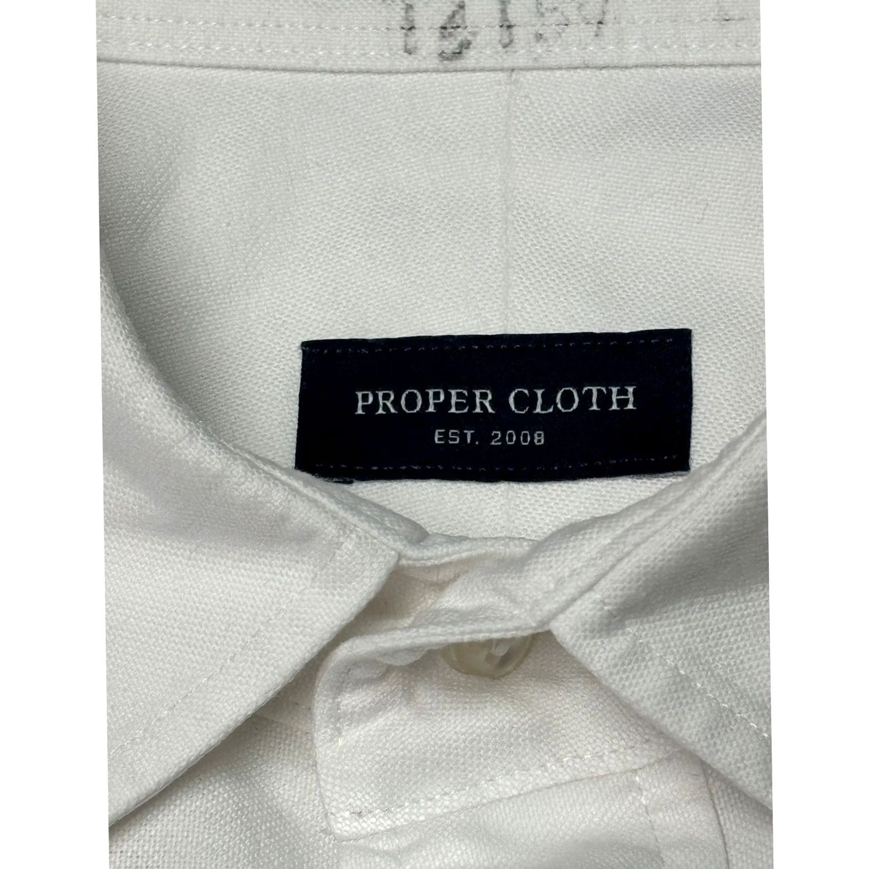 Proper Cloth Proper Cloth Mens White Oxford Cloth Button-Down Shirt 18.5 37 Long Sleeve Size US XXL / EU 58 / 5 - 4 Thumbnail