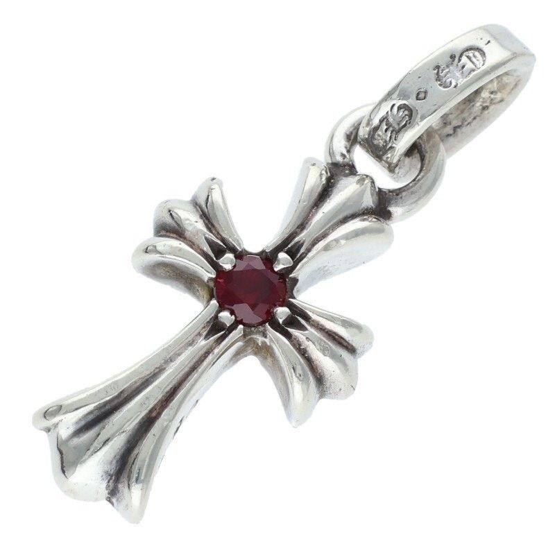 Chrome Hearts Ruby Charm Silver Necklace
