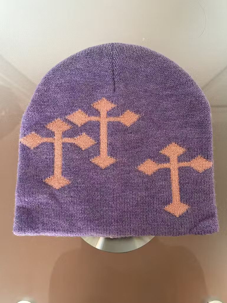 Japanese Brand Gothic Cross Beanie (purple lavender) Size ONE SIZE - 1 Thumbnail