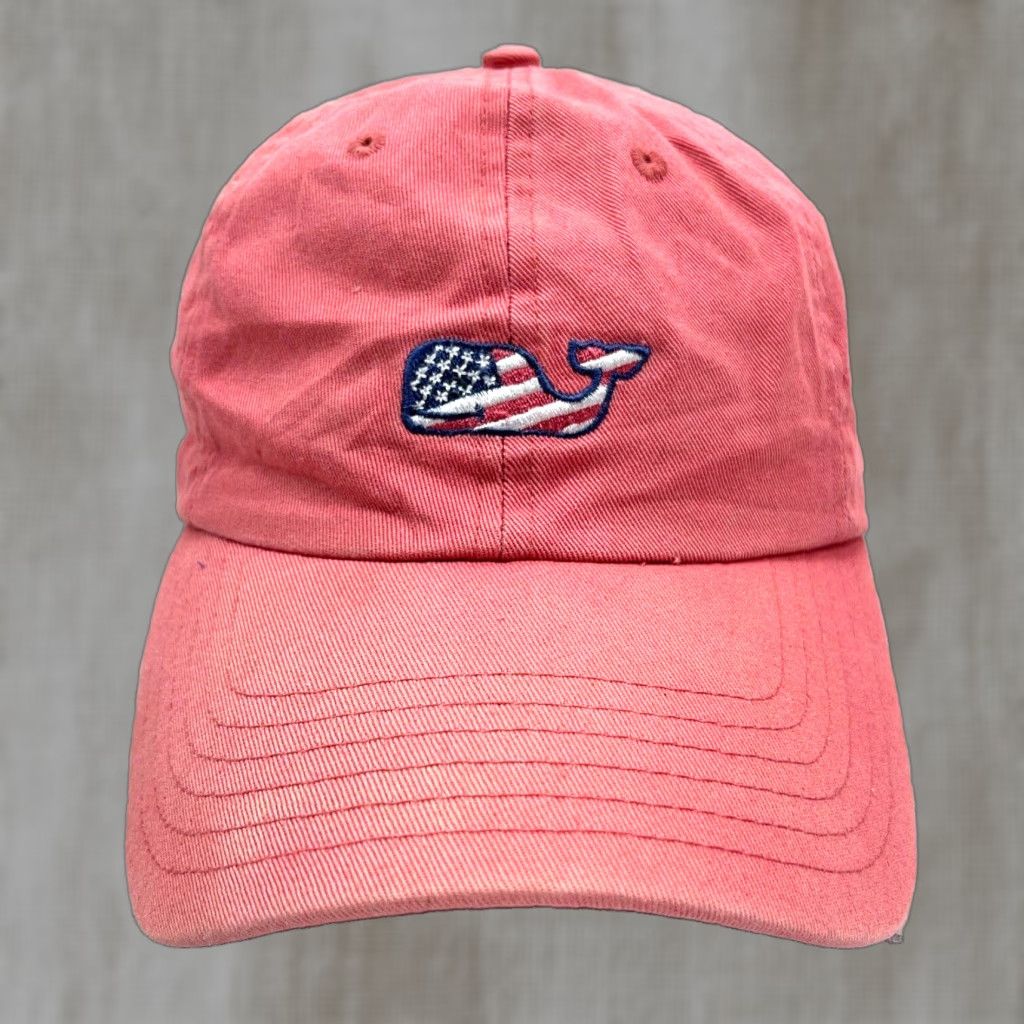 Vineyard Vines VINEYARD VINES Baseball Cap Hat Men Pink USA Flag Whale Logo Twill Adjustable Sport Casual Size ONE SIZE - 1 Thumbnail