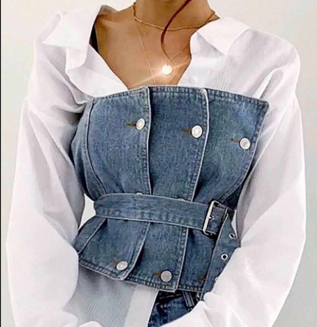 Designer × Other NWT, Lavishly Paris Luxury Double Breasted Denim Corset Size M / US 6-8 / IT 42-44 - 4 Thumbnail