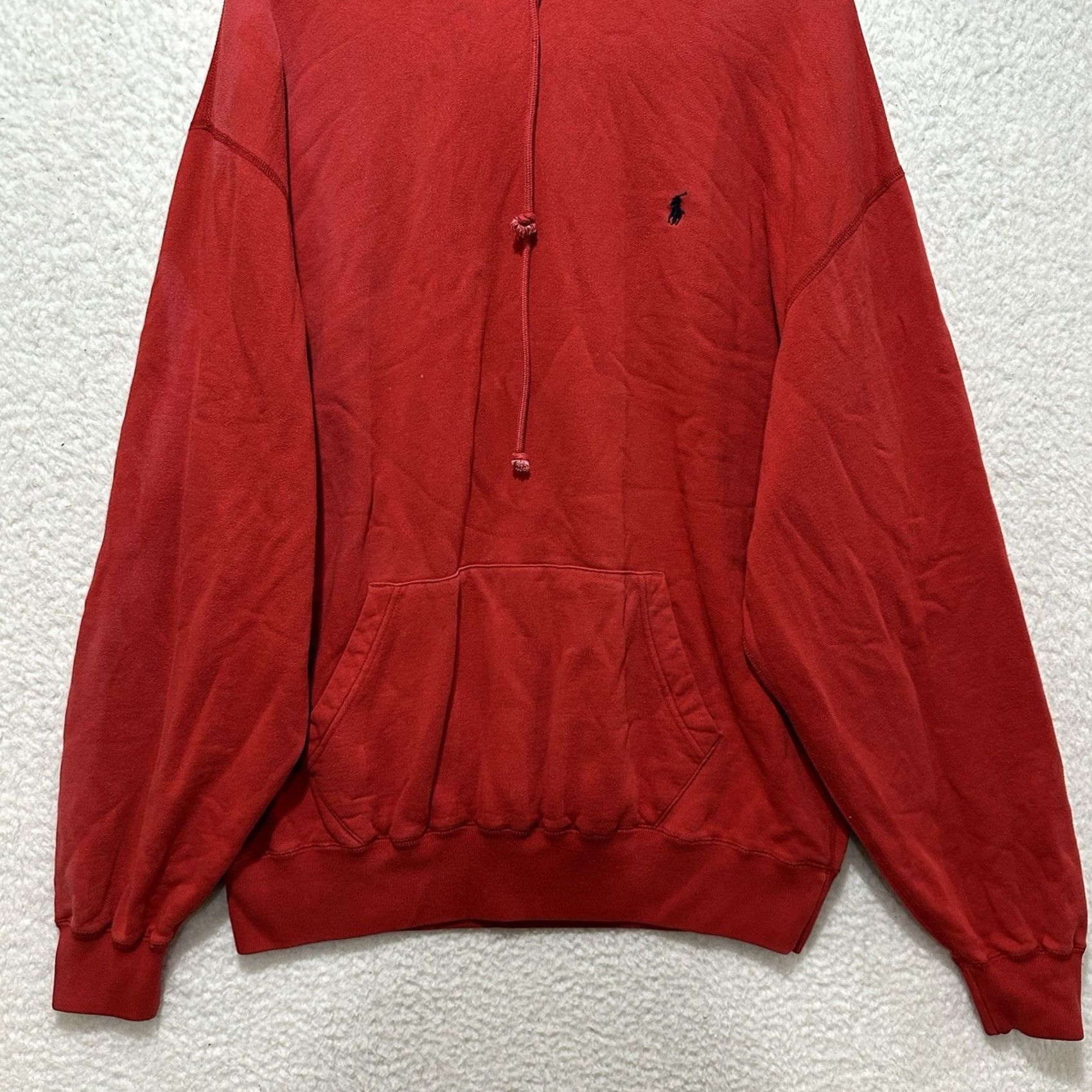 Polo Ralph Lauren VINTAGE Polo Ralph Lauren Hoodie Mens Red Fleece Pullover Drawstring Large Size US L / EU 52-54 / 3 - 5 Thumbnail