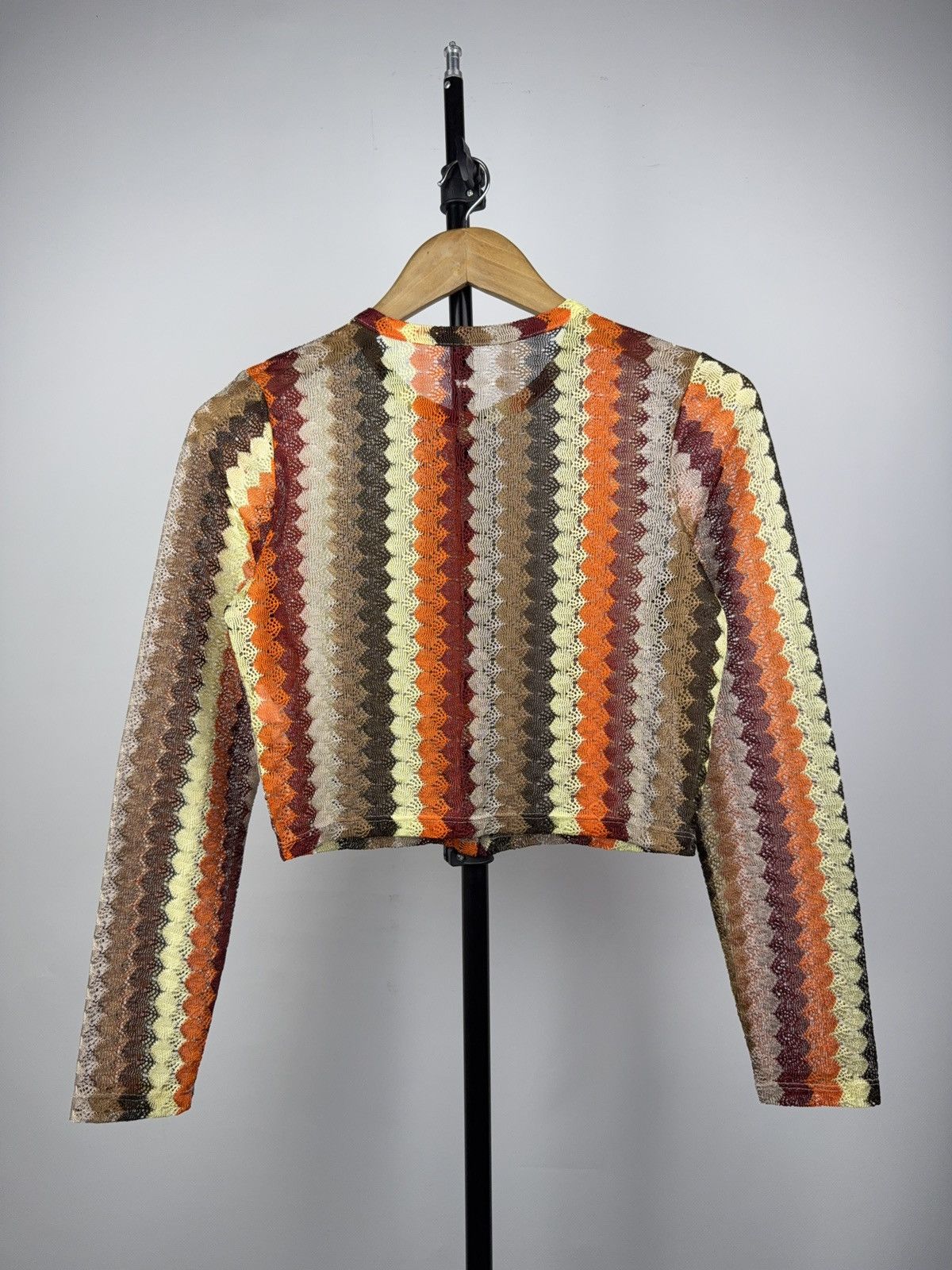 Japanese Brand Retro Avant-Garde Mesh Knit Zigzag Top 70s Missoni Style Size XS / US 0-2 / IT 36-38 - 5 Thumbnail