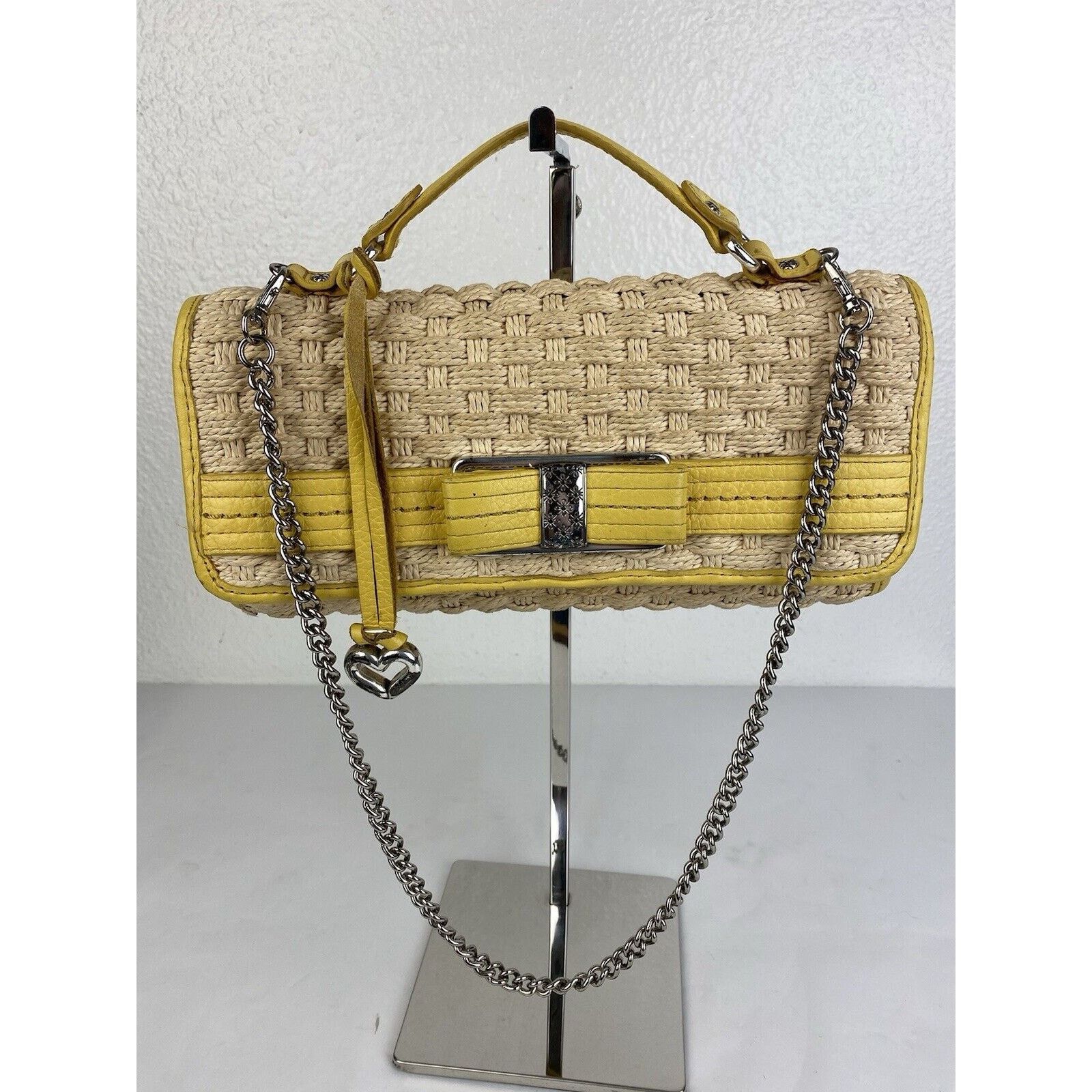 Brighton VTG BRIGHTON Straw Bag Yellow Leather Lined Purse Raffia Size ONE SIZE - 2 Thumbnail