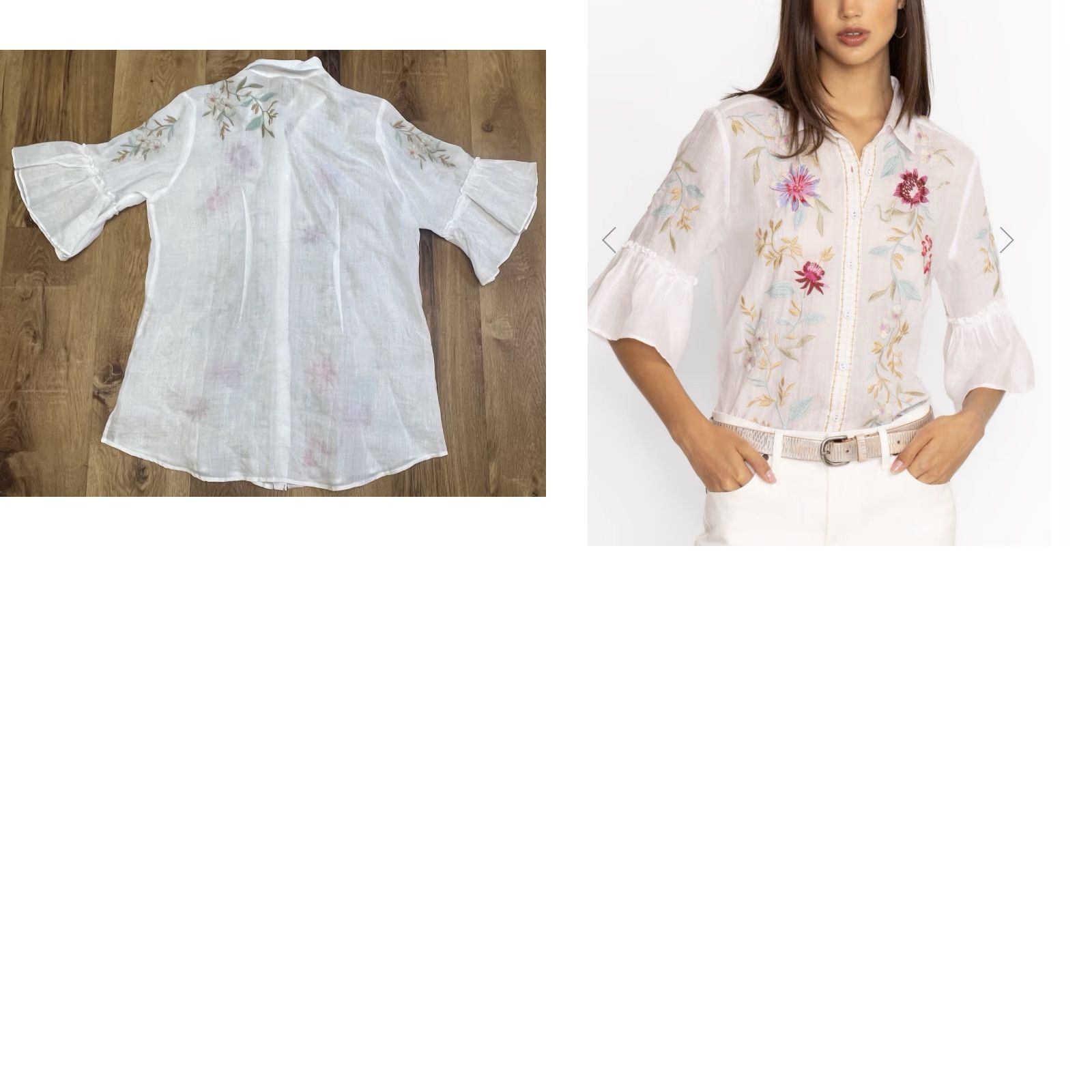 Johnny Was **EUC Johnny Was Blue Ruffle Sleeve Women's Blouse M** User: **EUC Johnny Was Blue Ruffle Sleeve Blouse Women's M** Size M / US 6-8 / IT 42-44 - 8 Thumbnail