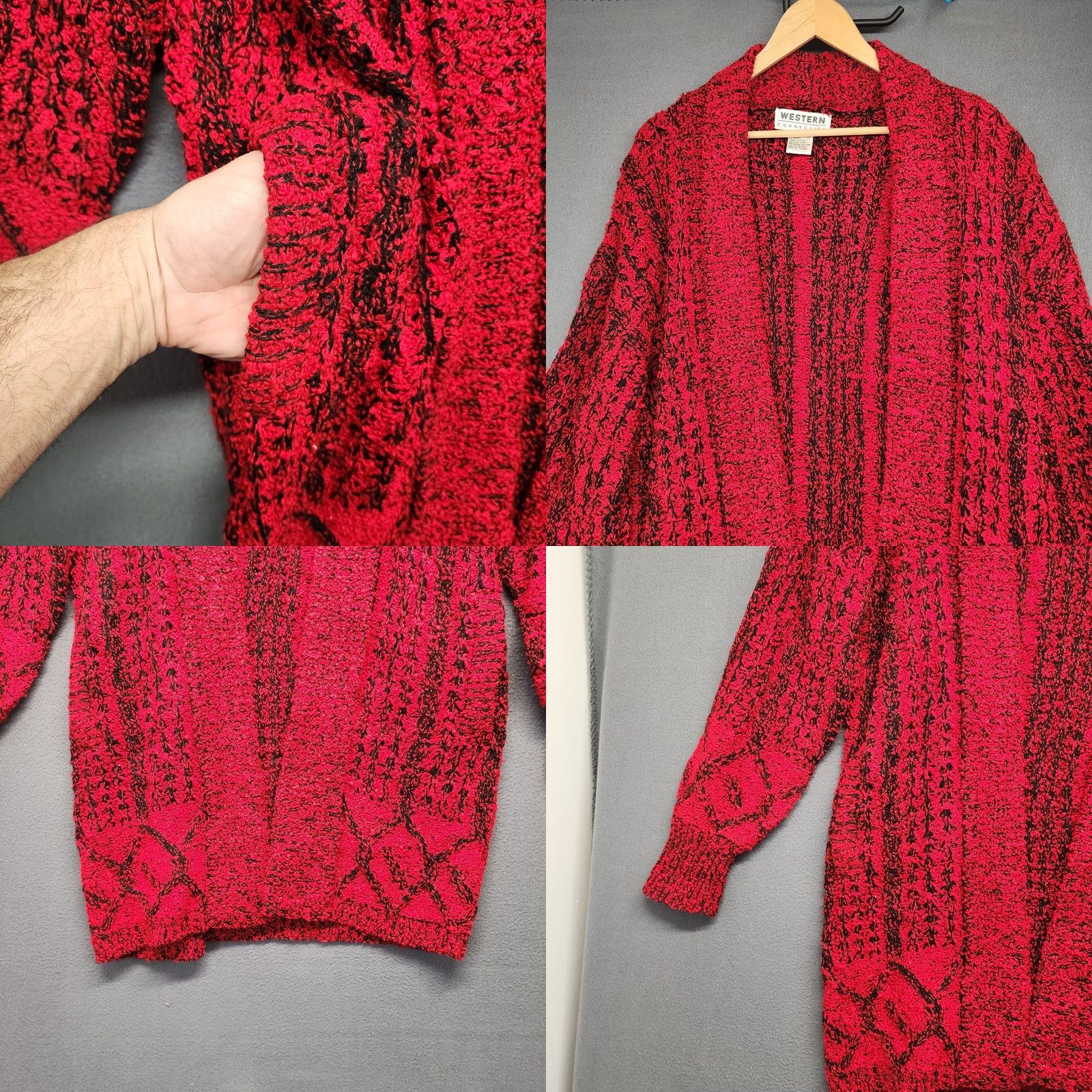Vintage VINTAGE Western Connection Sweater Duster Cardigan Womens Medium Acrylic Oversize Thick Red Long Sleeve Fall Winter Size M / US 6-8 / IT 42-44 - 8 Thumbnail