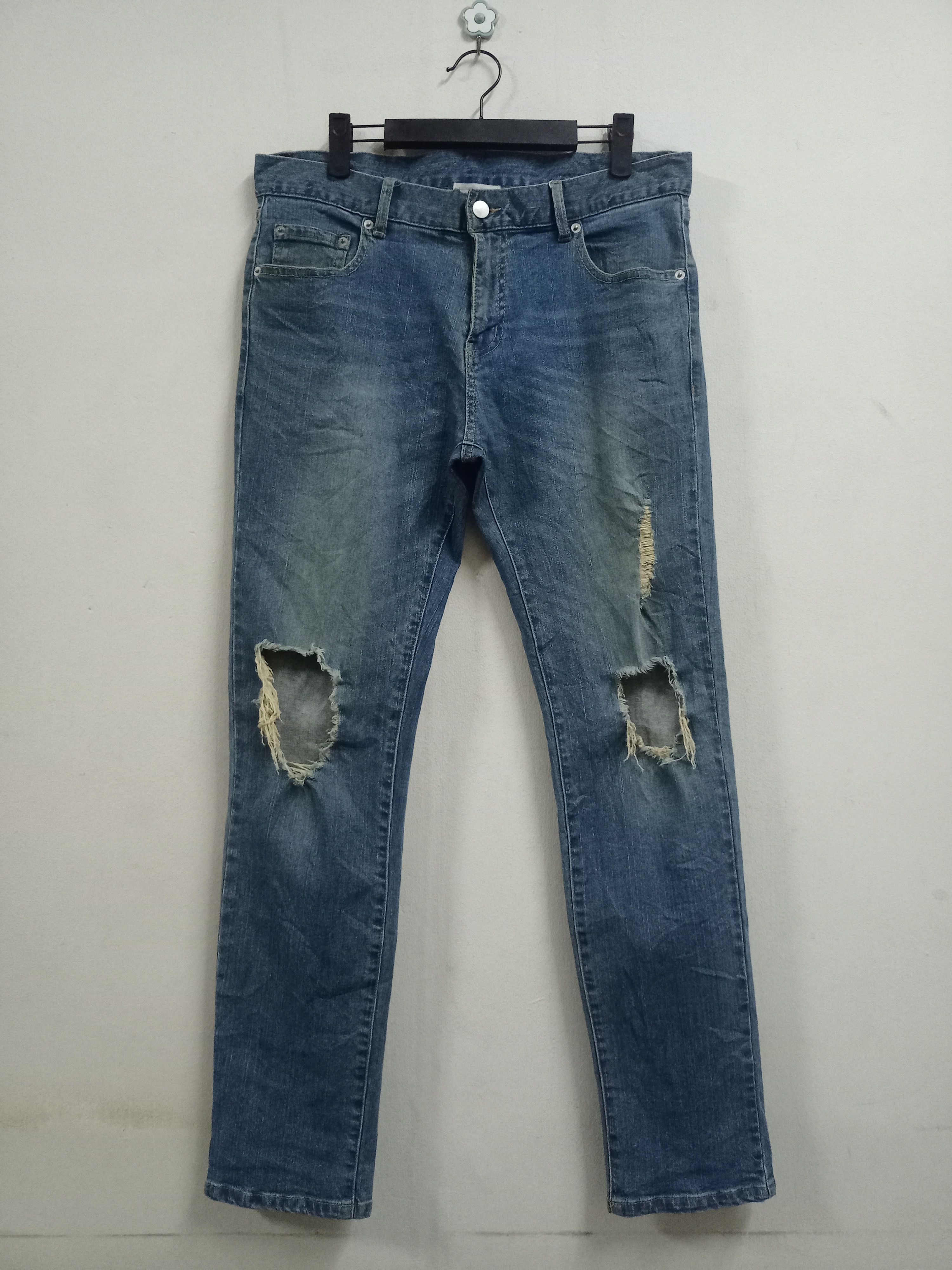 Vintage Katharine Hamnett Blue Wash Ripped Jeans 34x30