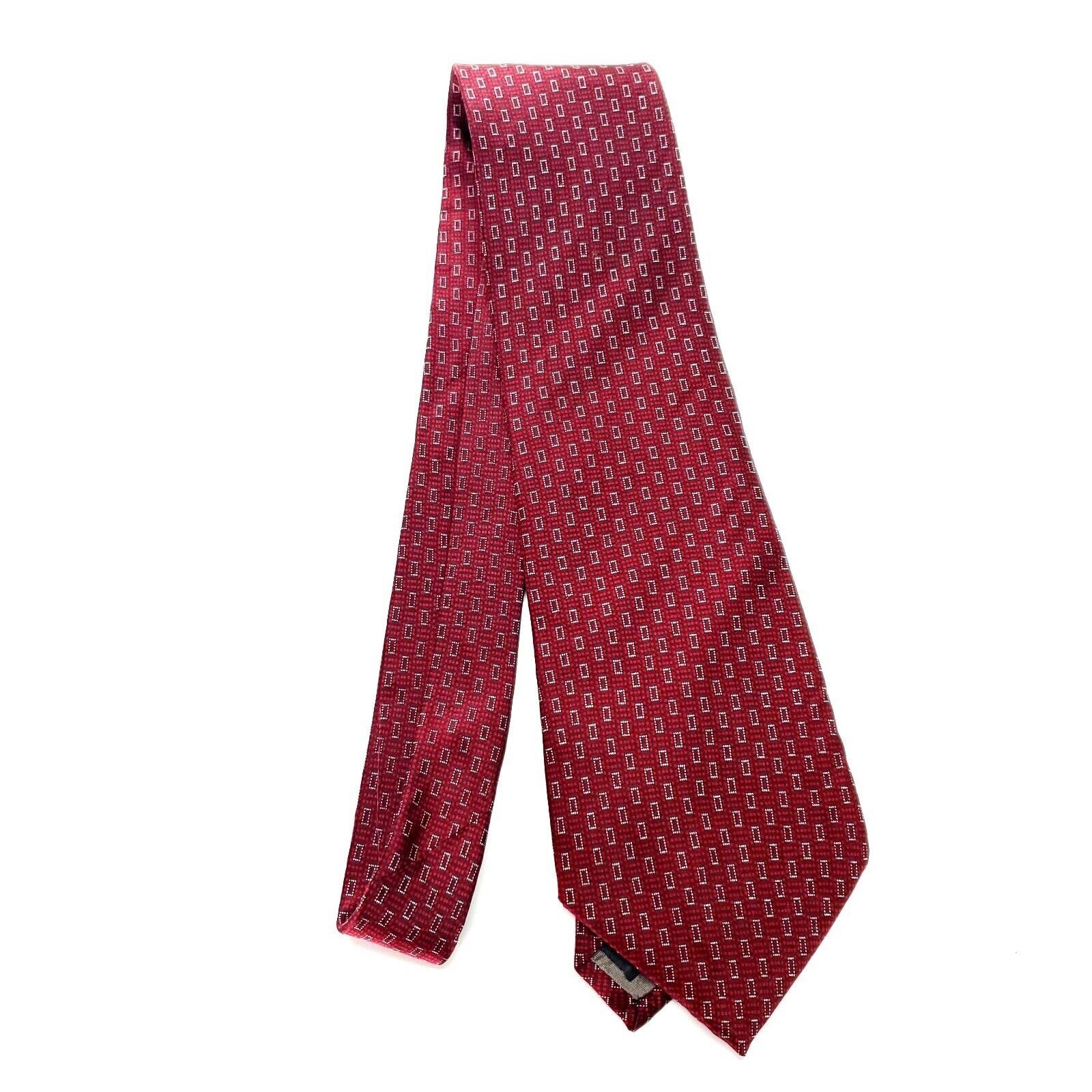 Perry Ellis Perry Ellis Red Silk Tie Woven Short Wide Geometric Size ONE SIZE - 6 Thumbnail