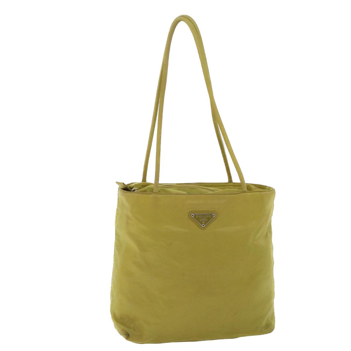 image of Prada Shoulder Bag Nylon Yellow Green Khaki Auth Ac2162, Women's
