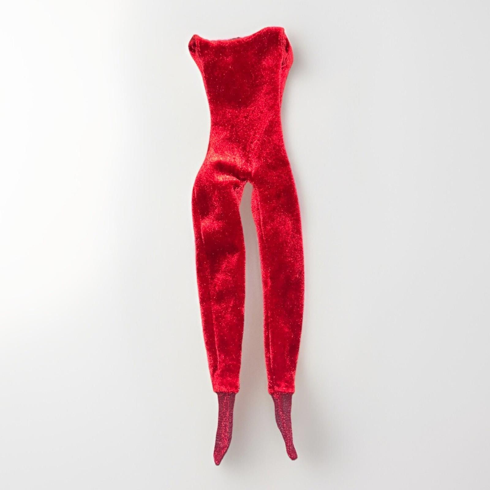 Designer Barbie Vtg 1998 Velvet Burgundy Jumpsuit w/Attatched Socks Size ONE SIZE - 1 Thumbnail