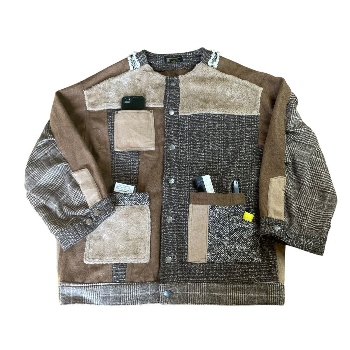 Beauty Beast × Japanese Brand RIVET SURGE 3 BLEND FLEECE + COTTON + WOOL PATCHWORK JACKET Size US XL / EU 56 / 4 - 1 Thumbnail