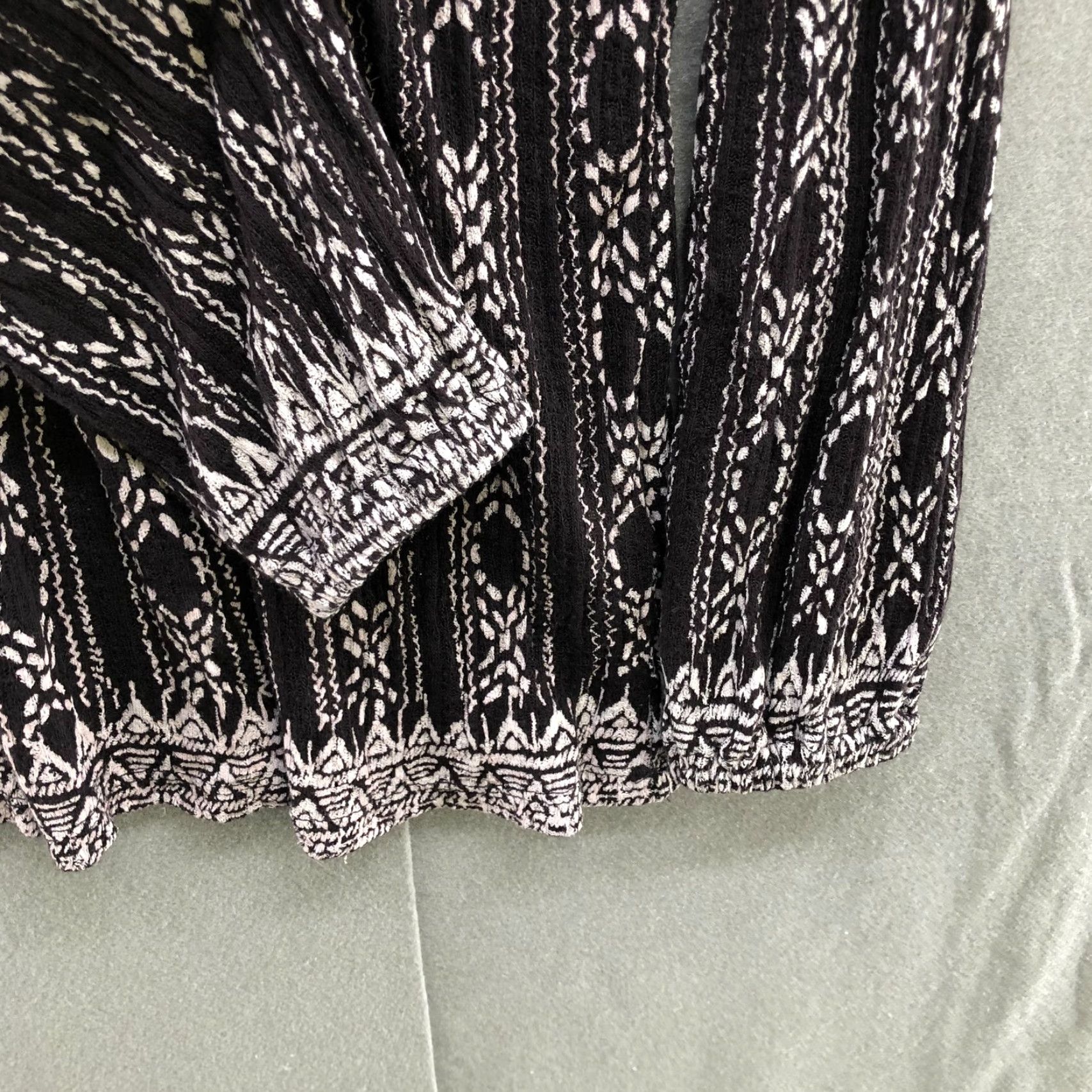 Lucky Brand Lucky Brand Blouse Womens XS Black Embroidered Linen Blend Long Sleeve Boho Top Womens Size XS / US 0-2 / IT 36-38 - 6 Thumbnail