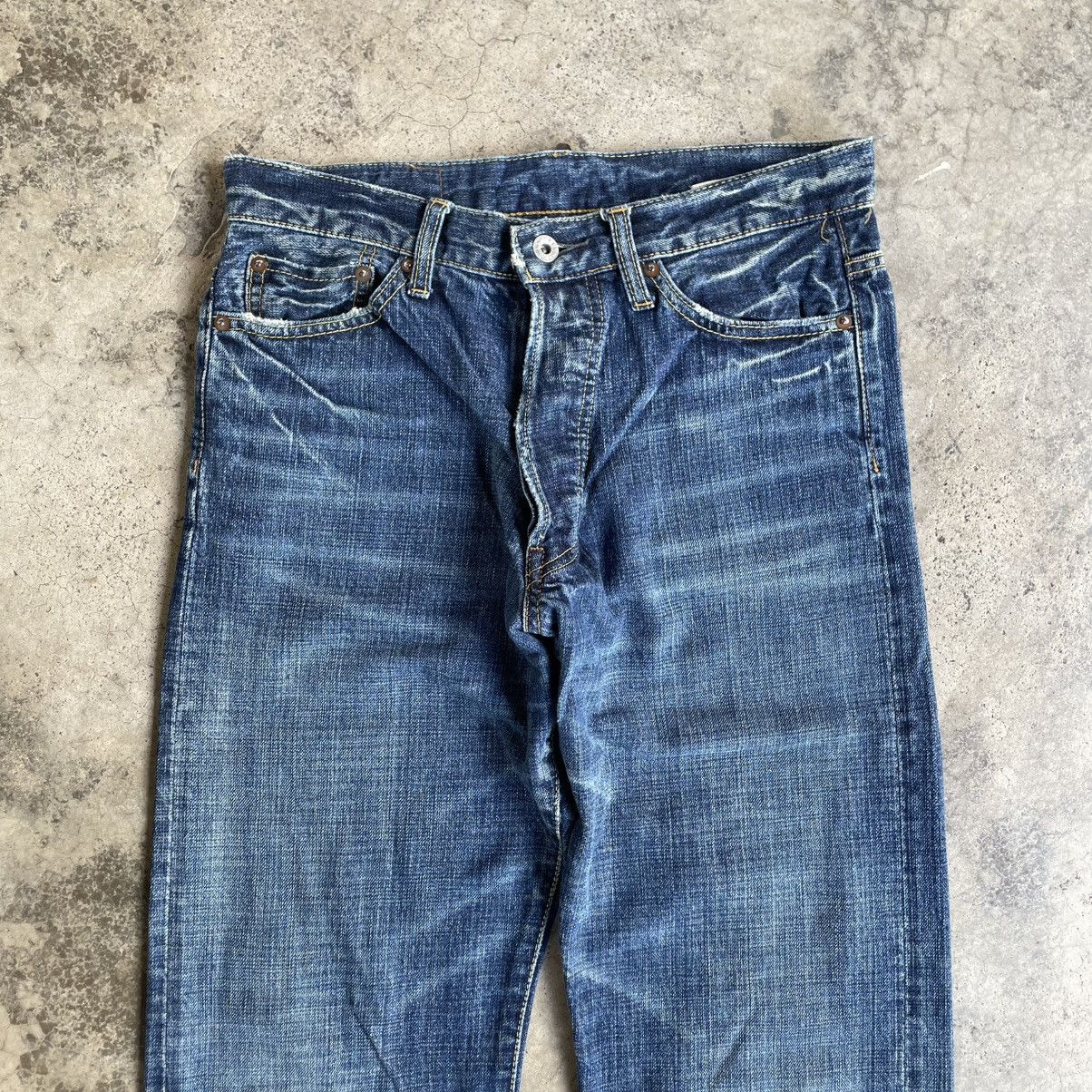 Japanese Brand 🔥🇯🇵Le-Model Stoned Washed Ripped Distress Selvedge Denim Jean Size US 31 - 2 Thumbnail