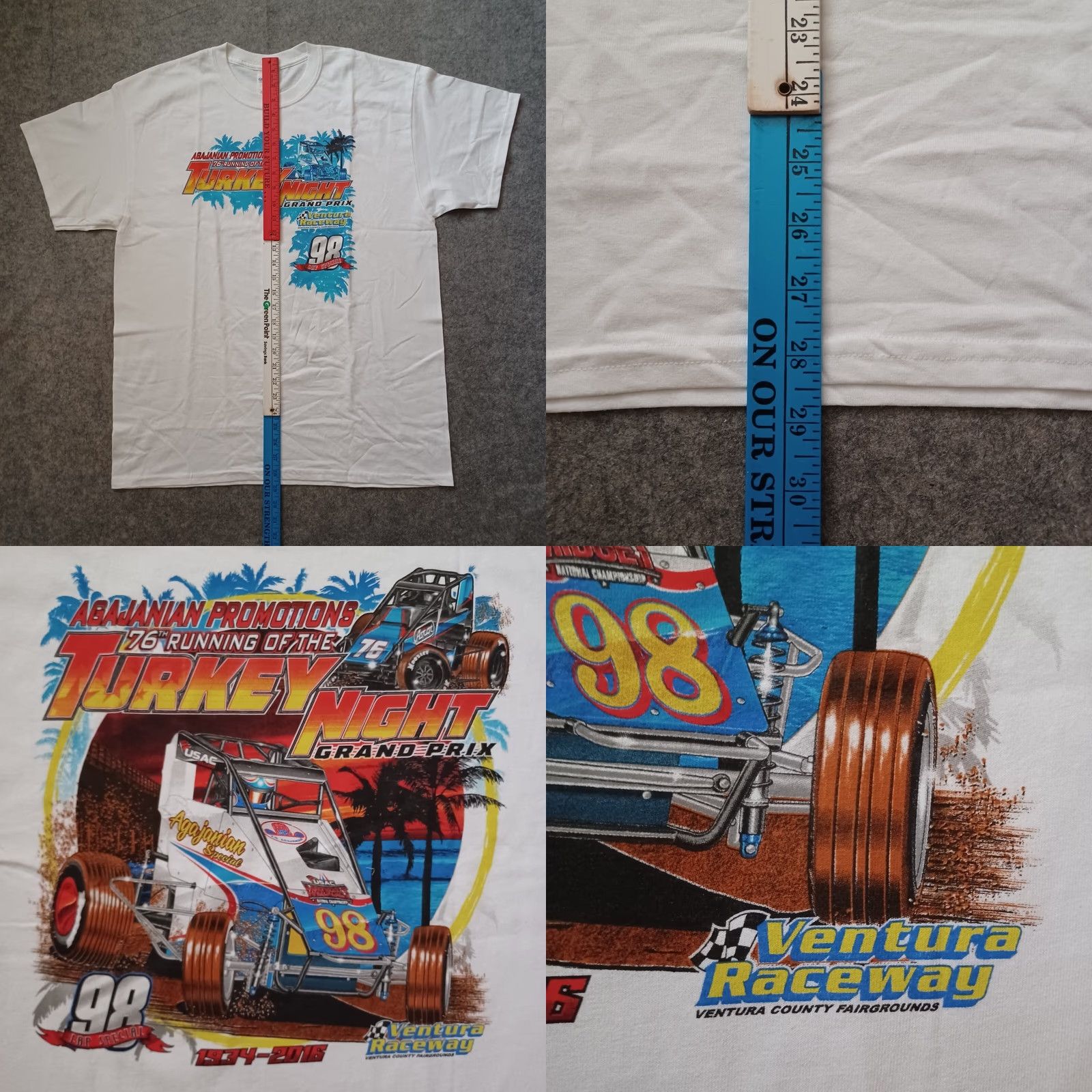 Gildan Gildan Ultra Cotton Shirt Mens Large White 98 Lap Special Ventura Raceway Turkey Night Grand Prix Car Logo All Seasons Short Sleeve Crew Neck Vintage Size US L / EU 52-54 / 3 - 8 Thumbnail