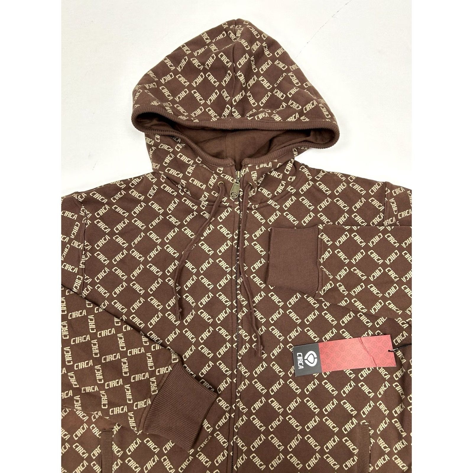 Vintage VINTAGE CIRCA Sweatshirt Muska All Over Print M Brown Full Zip Graphic Print Skate Corporate Repeat Hoodie Mens Size US M / EU 48-50 / 2 - 2 Thumbnail