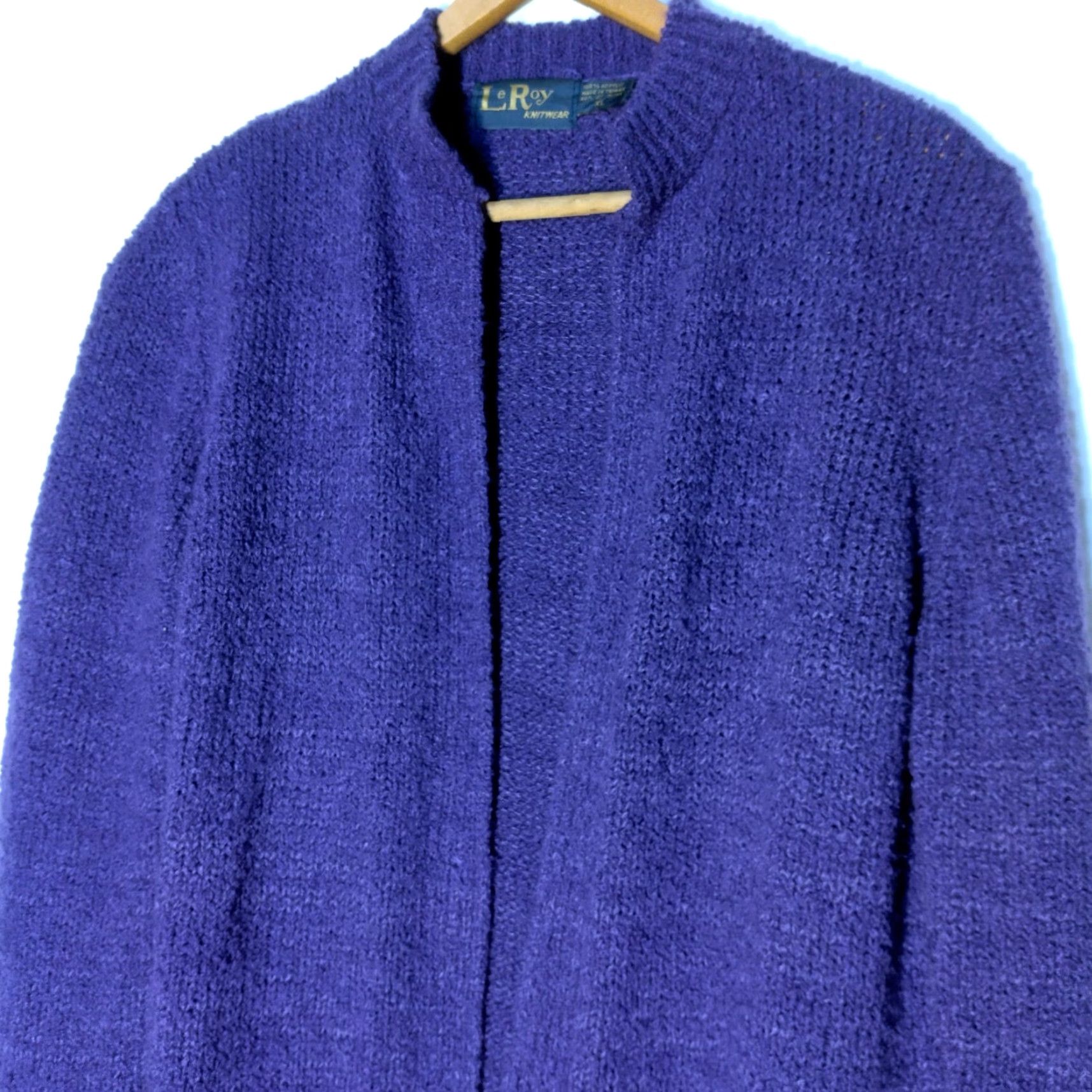 Vintage VINTAGE LeRoy Knitwear Cardigan Sweater Women XL Purple Chunky-Knit Grannycore Size XL / US 12-14 / IT 48-50 - 3 Thumbnail