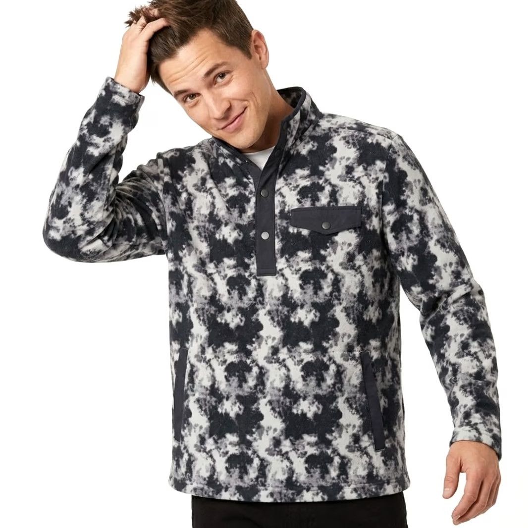 CO Duluth Doubleback Fleece Pullover Mens M Gray Tie Dye Mock Neck Snaps Pocket Brushed Lightweight Thermal Outdoor Casual Sweater Size US M / EU 48-50 / 2 - 2 Thumbnail