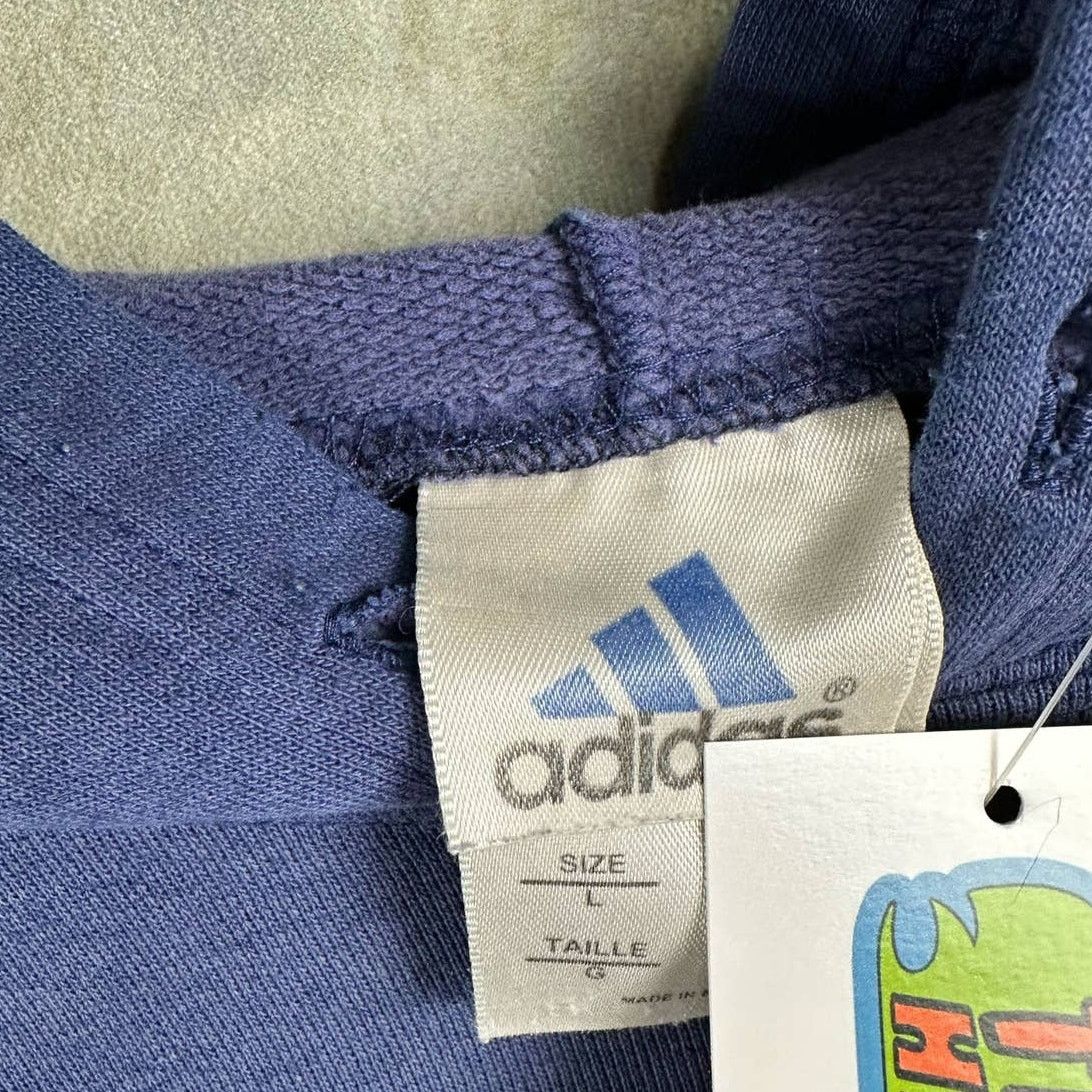 Adidas × Vintage Vintage Adidas Hoodie Sweatshirt Sz L Blue Pullover 90s Size US L / EU 52-54 / 3 - 10 Thumbnail