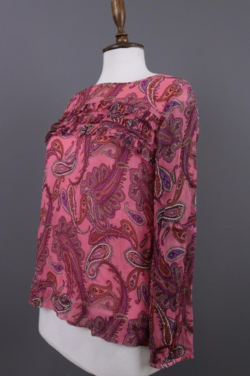 J.Crew J.Crew Pink Silk Paisley Drawstring Blouse Shirt Size 6 / S Size S / US 4 / IT 40 - 6 Thumbnail