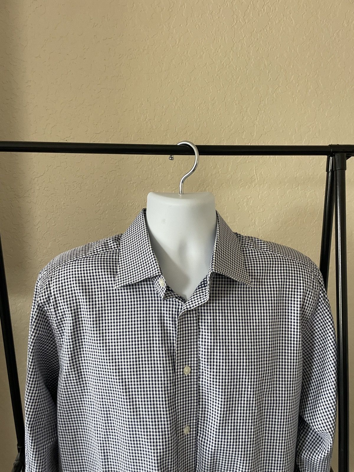 Duchamp London Mini Check Spread collar FC slim fit dress shirt 17.5 x 36 Size US XL / EU 56 / 4 - 2 Thumbnail