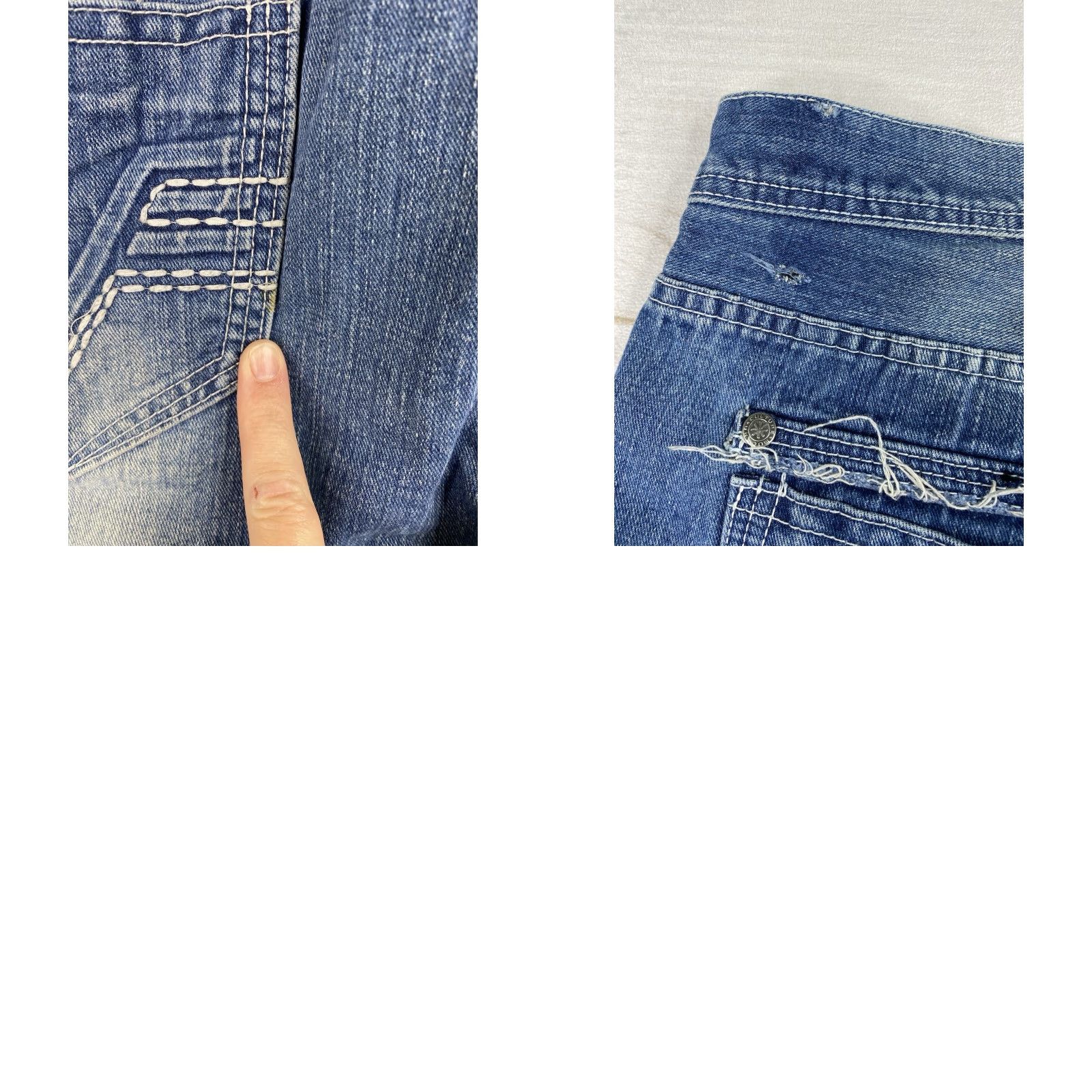 Vintage Modern Culture Jeans 5-Pocket Denim Distressed Pockets Size 38/32 Men's Blue Stone Wash Made in China / Regular Fit Size US 38 / EU 54 - 9 Thumbnail