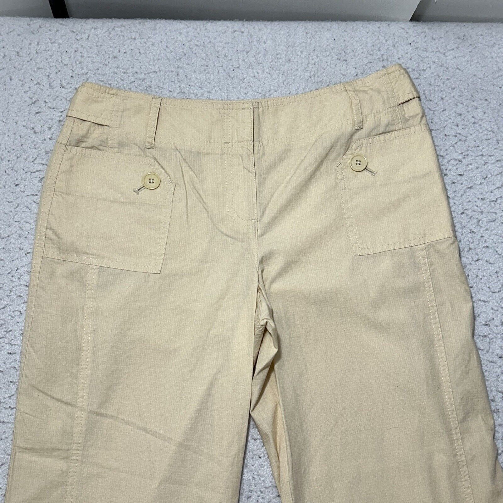 Ann Taylor LOFT Women's 6 (30x25) Capri Flat Front Pants Cream Size 28" / US 6 / IT 42 - 2 Thumbnail