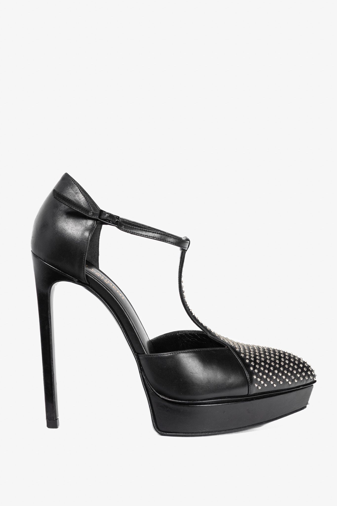 Saint Laurent Paris Saint Laurent Classic Janis 105 Leather Stud T-Strap Pumps Size US 6 / IT 36 - 1 Thumbnail