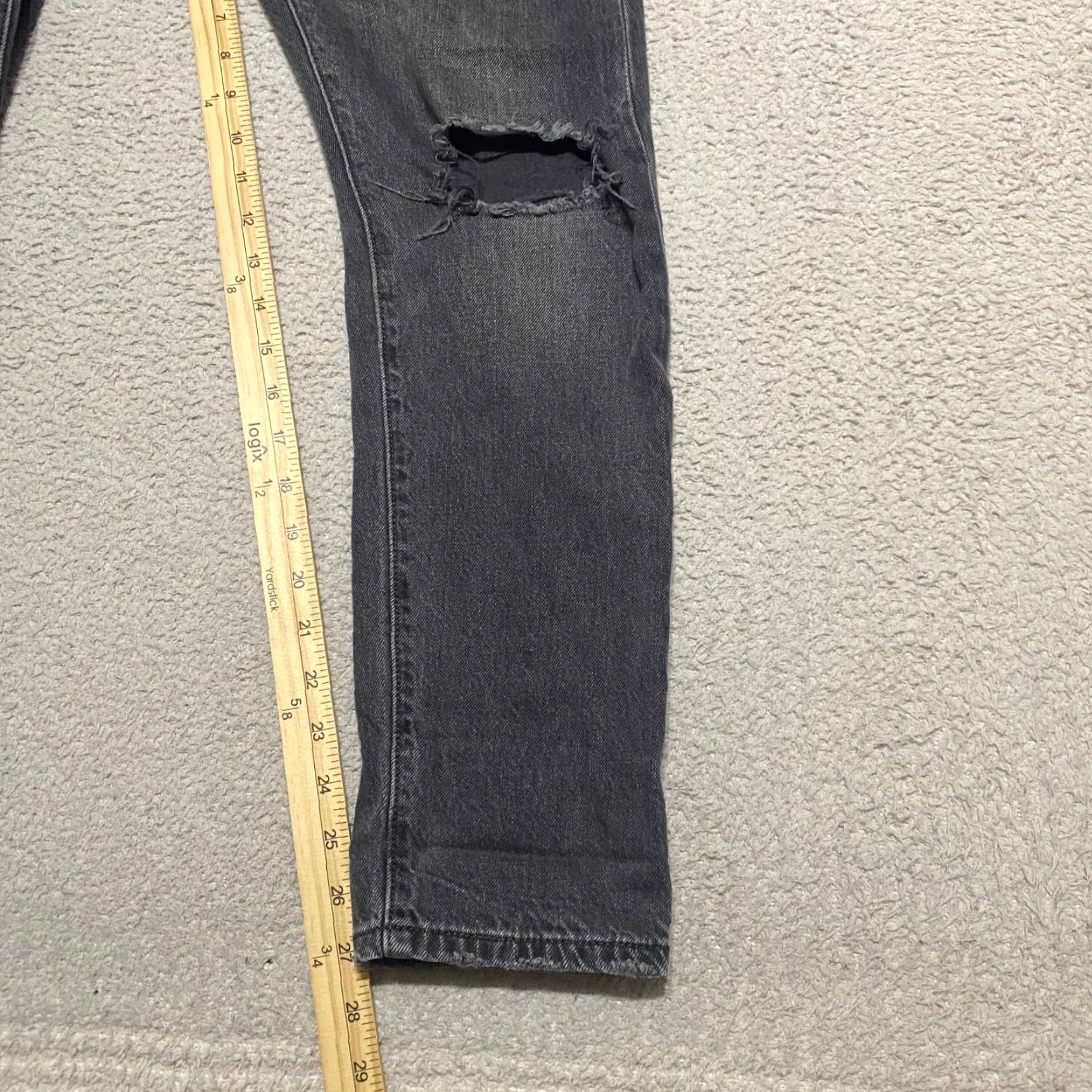 Levi's Levi's 501 Jeans Mens 26x28 Gray Denim Straight Medium Wash Distressed Size US 28 / EU 44 - 3 Thumbnail