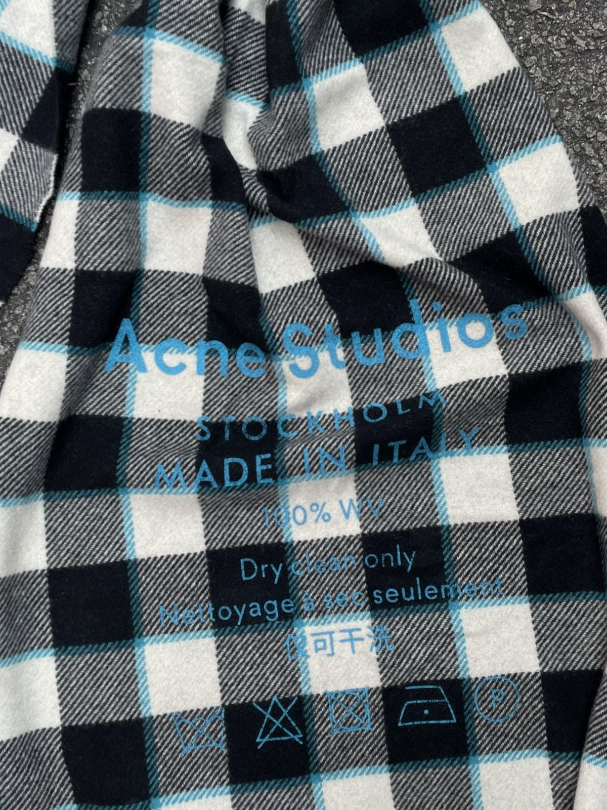 Acne Studios Logo Print Checked Wool Scarf Size ONE SIZE - 2 Thumbnail