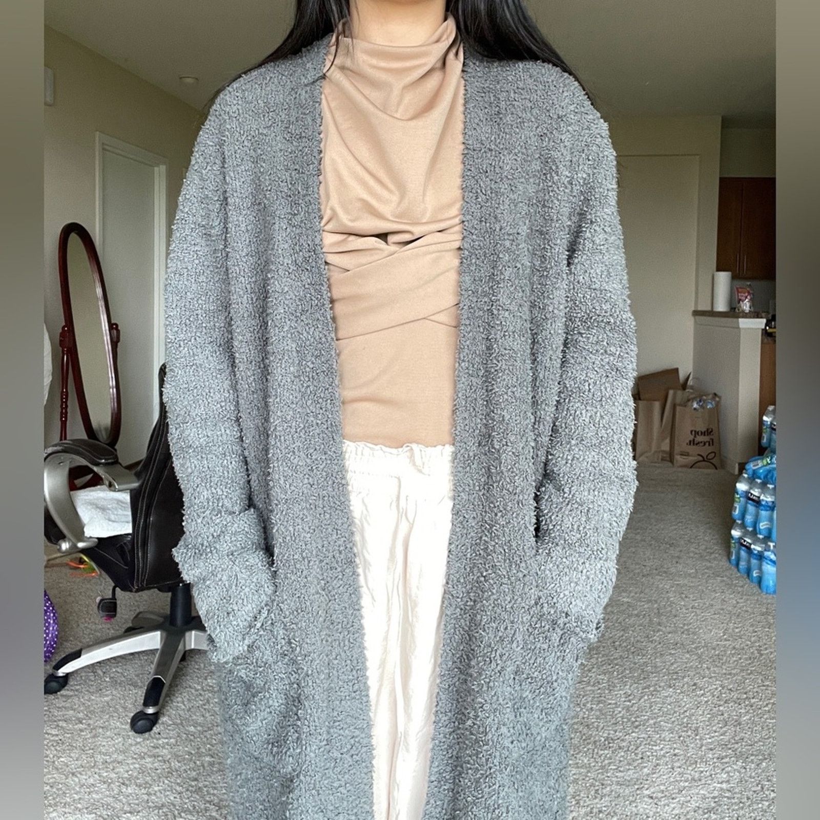 SKIMS SKIMS Grey Cozy Knit Rober cardigan duster XS Missing Belt Size ONE SIZE - 3 Thumbnail