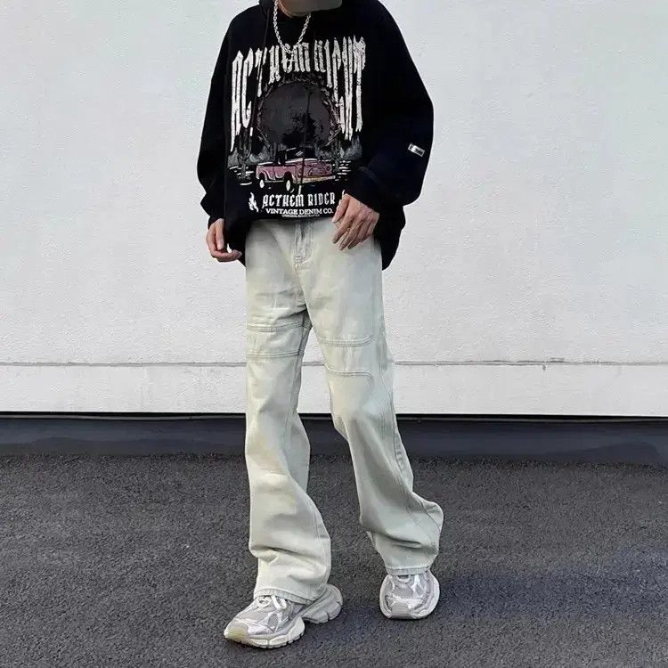 Japanese Brand Retro washed distressed patchwork jeans Size US 32 / EU 48 - 2 Thumbnail
