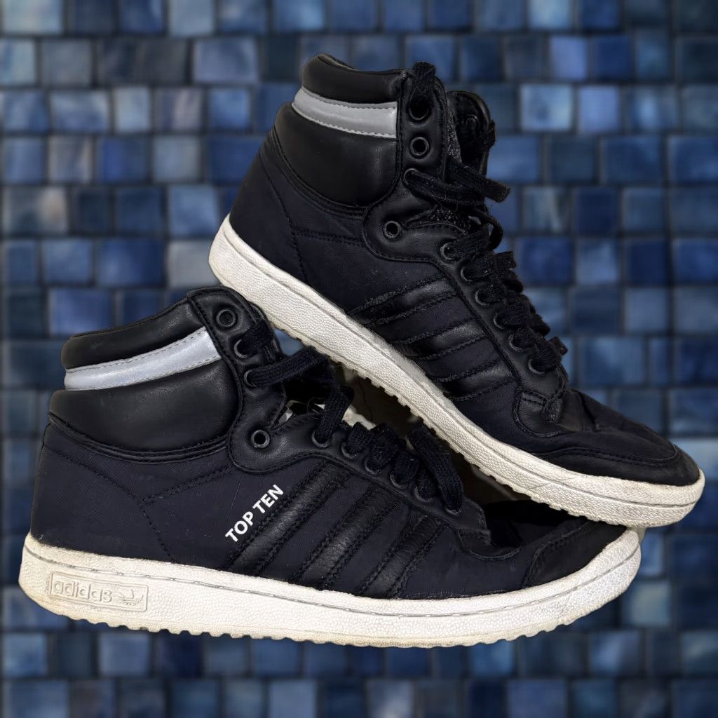 Adidas Adidas Top Ten Hi Shoes Mens Size 9.5 Black White Leather Sneakers B35373 Size US M / EU 48-50 / 2 - 1 Thumbnail