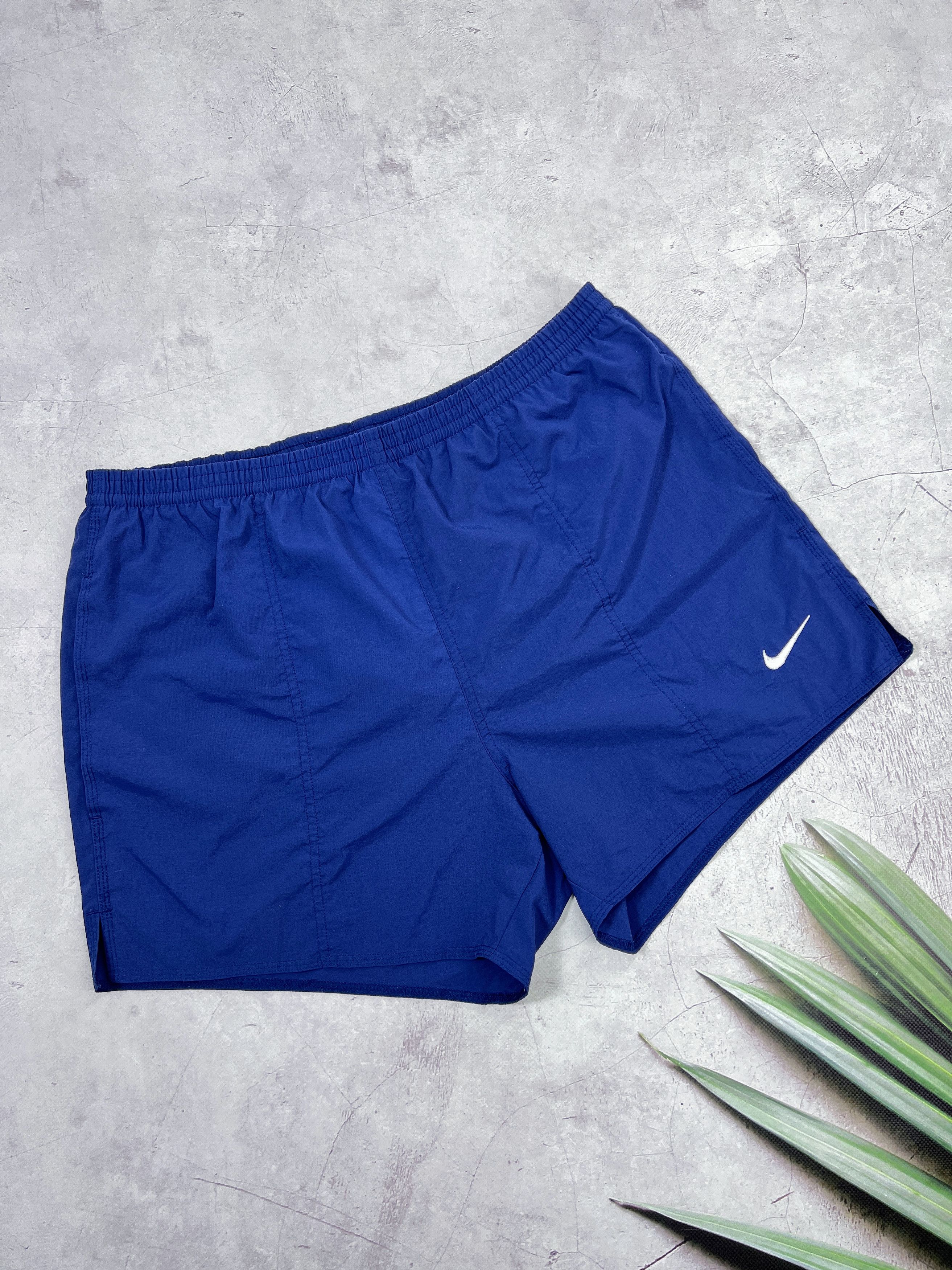 Nike × Vintage Vintage Nike Shorts Swoosh Logo Dark Blue Size US 36 / EU 52 - 1 Thumbnail