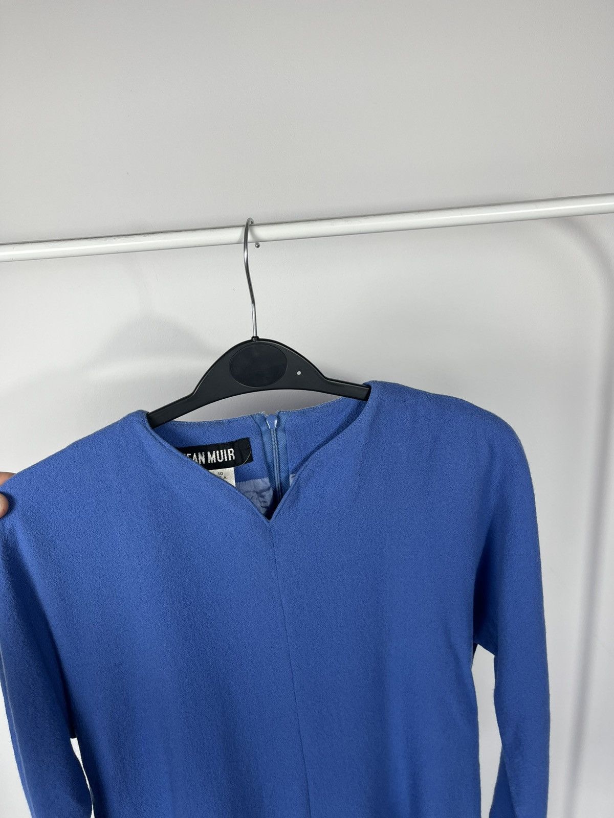 Other Vintage Jean Muir Blue Wool Long Sleeve Dress UK 12 US 10 Size M / US 6-8 / IT 42-44 - 11 Thumbnail