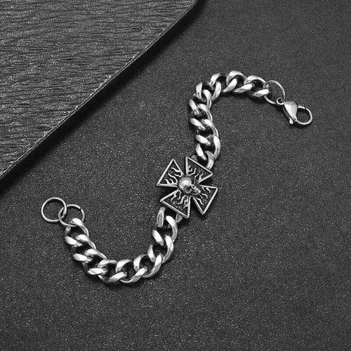 S/STERE Motorcycle Gothic Cross Skull Bracelet Size ONE SIZE - 2 Thumbnail