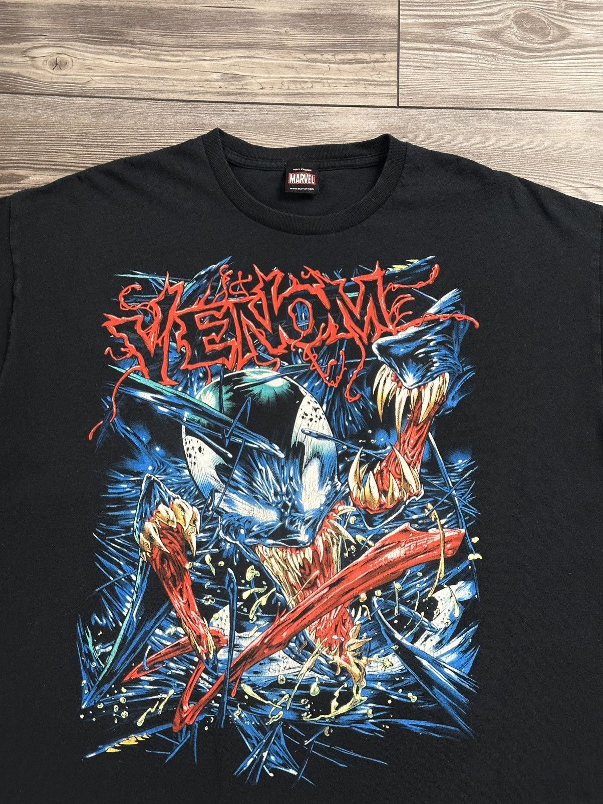 Marvel Comics × Vintage Crazy Y2K Marvel Mad Engine Venom T Shirt Size US XL / EU 56 / 4 - 2 Thumbnail