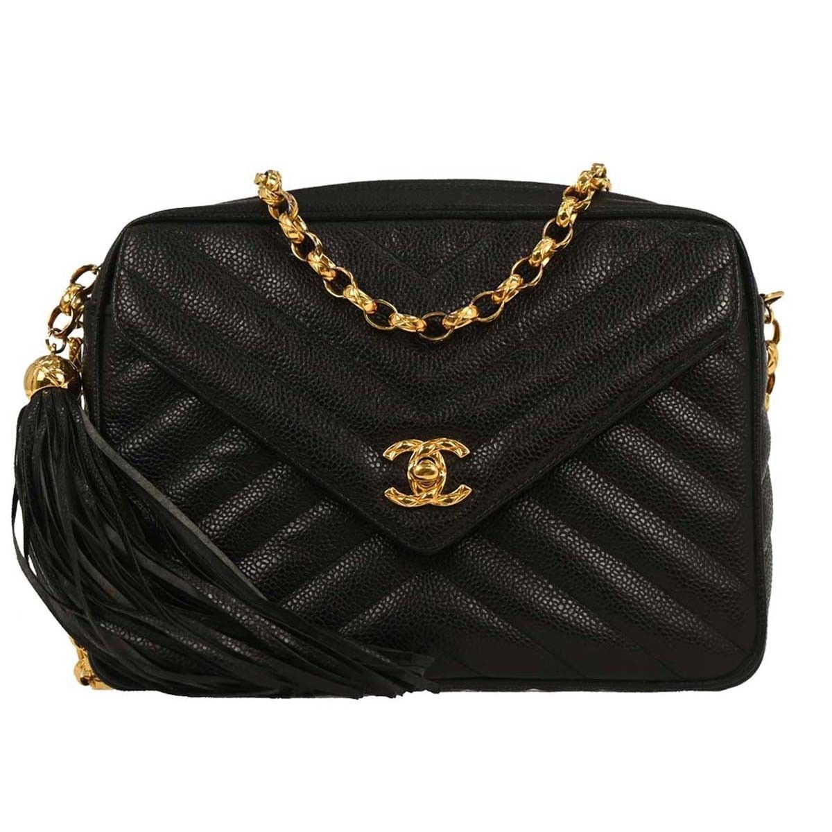 Chanel Chanel Vintage Camera Tassel Bag Chevron Caviar Size ONE SIZE - 1 Thumbnail