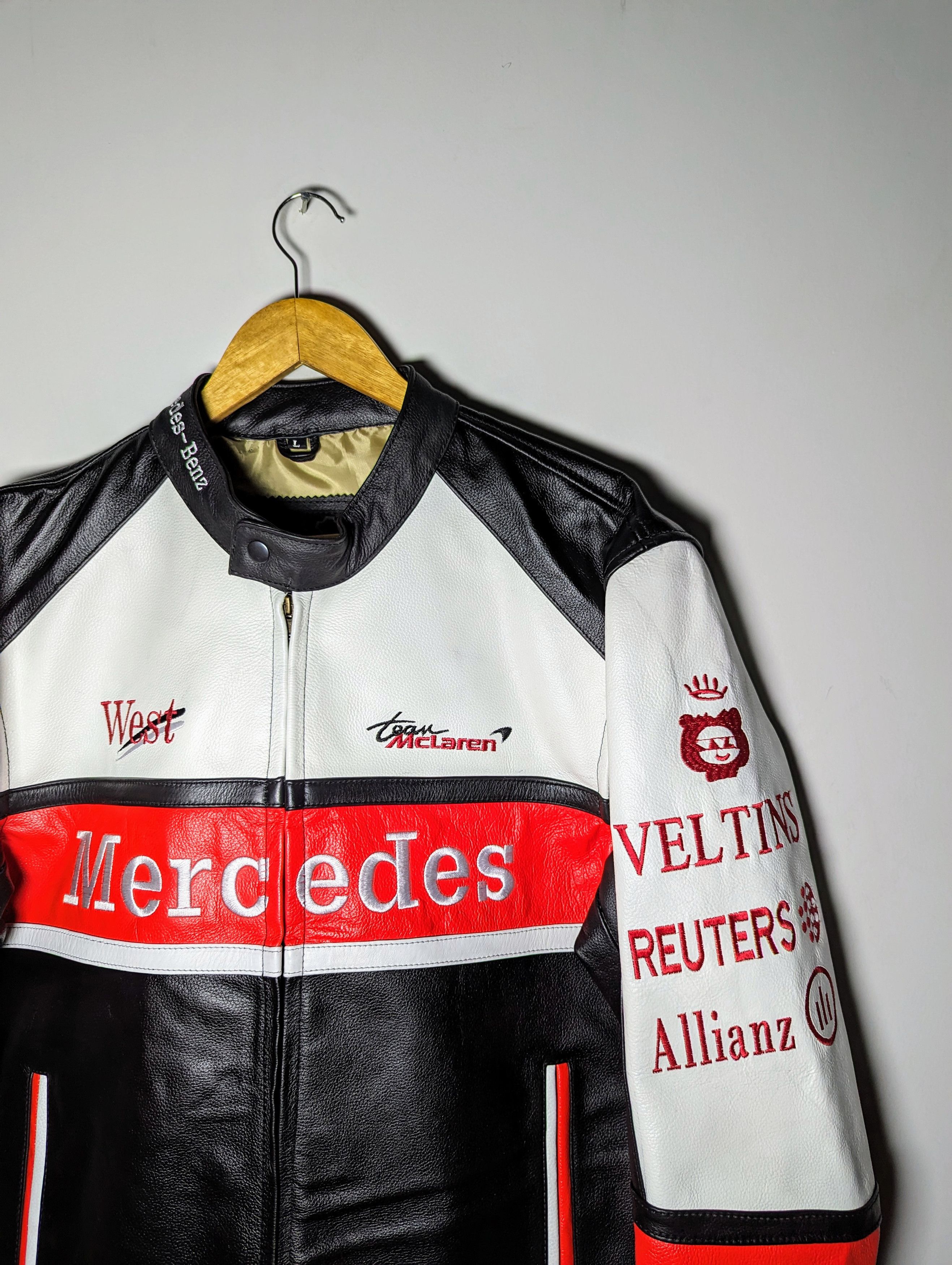 Vintage Mercedes Benz Leather Jacket Rare Streetwear Racing Size US XXL / EU 58 / 5 - 5 Thumbnail