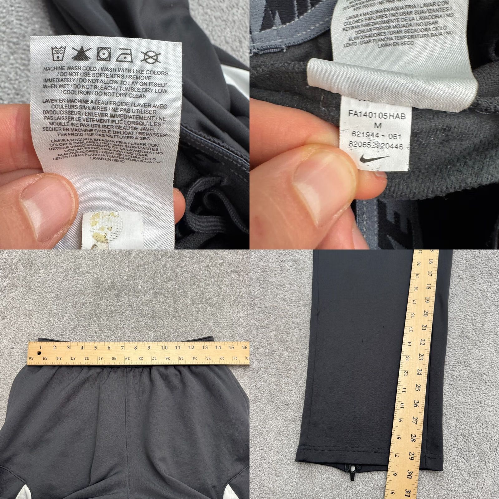 Nike Nike Dri-Fit Squad 14 Sideline Training Track Pants Mens Medium Black Ankle Zip Size US 31 - 10 Thumbnail