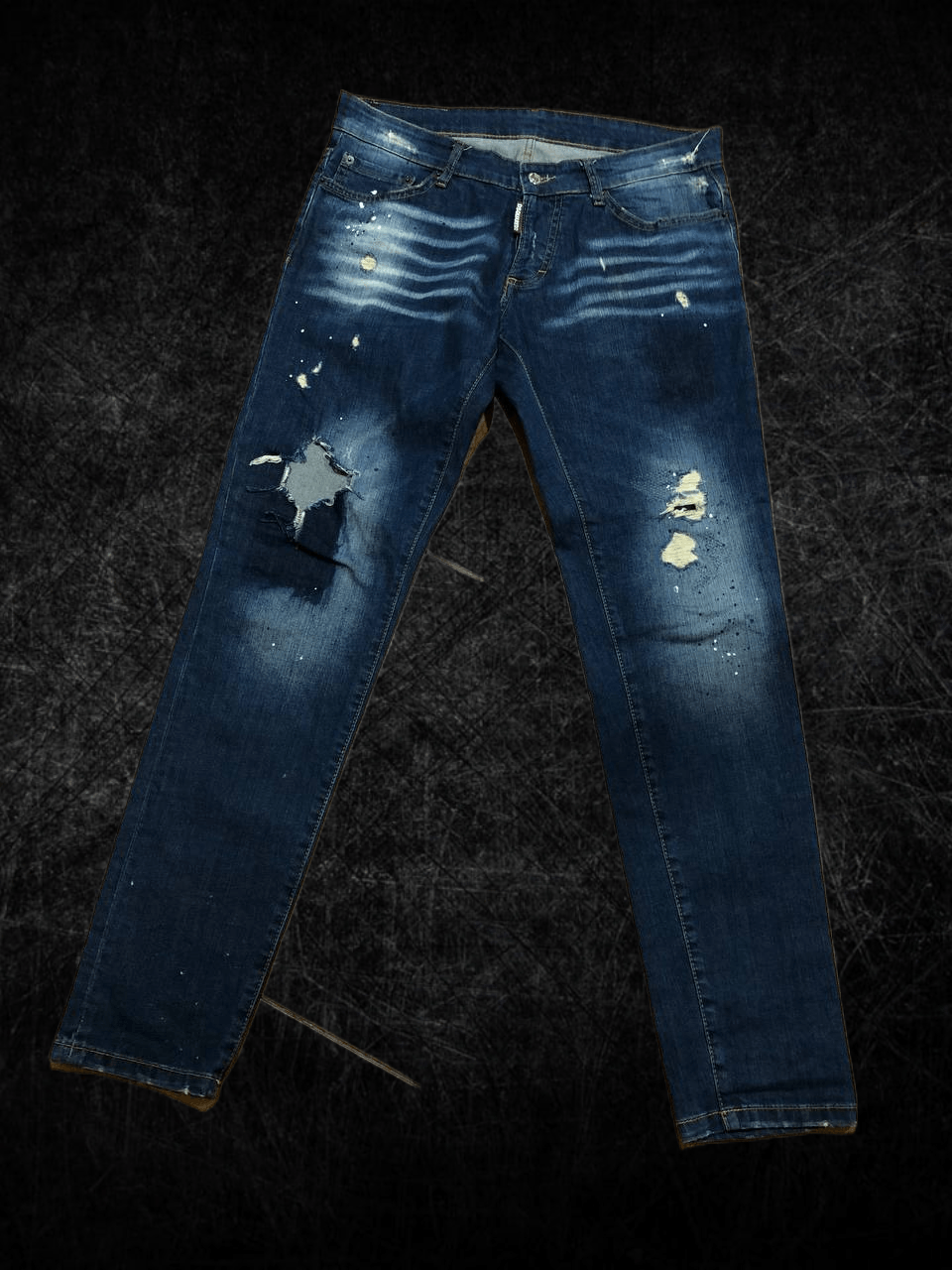 Dsquared2 DSQUARED2 Wash Denim Distressed Straight Jeans Size US 34 / EU 50 - 1 Thumbnail