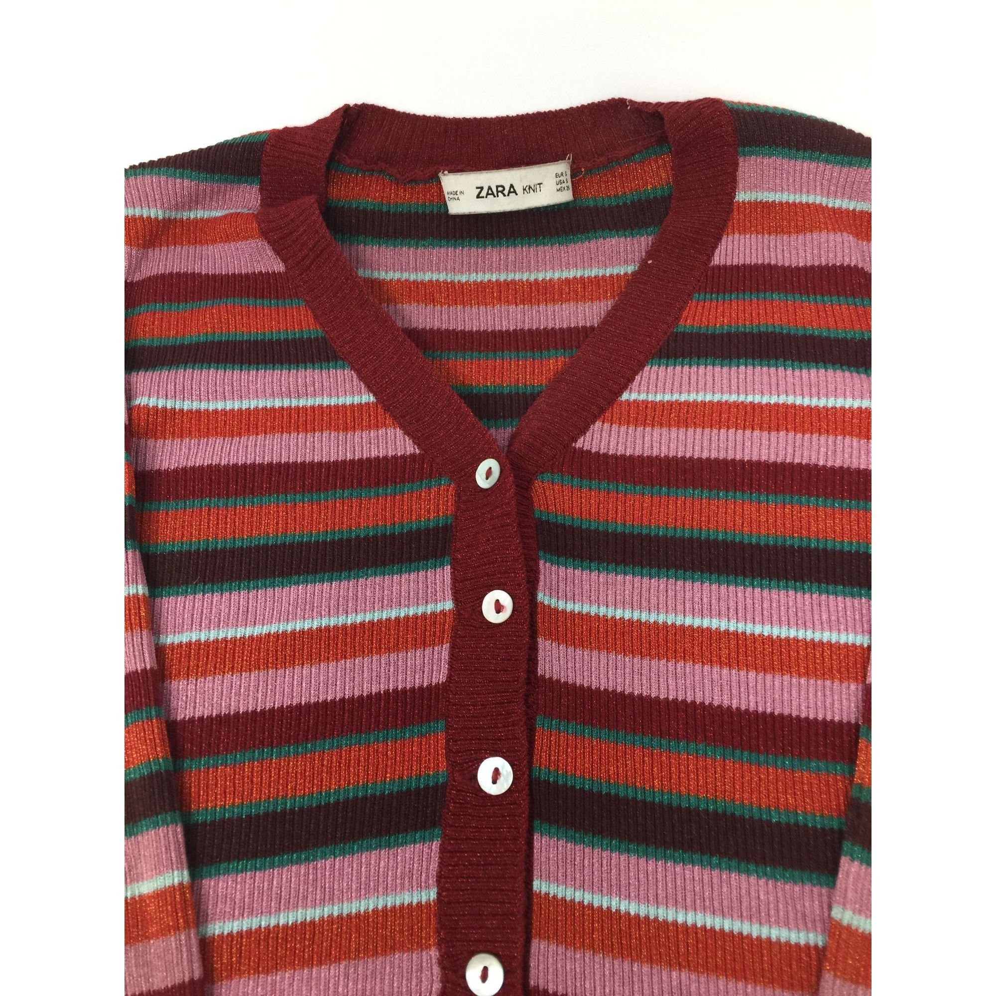 Zara ZARA KNIT SIZE SMALL WOMENS LONG SLEEVE STRIPED SHIRT/CARDIG Size S / US 4 / IT 40 - 4 Thumbnail