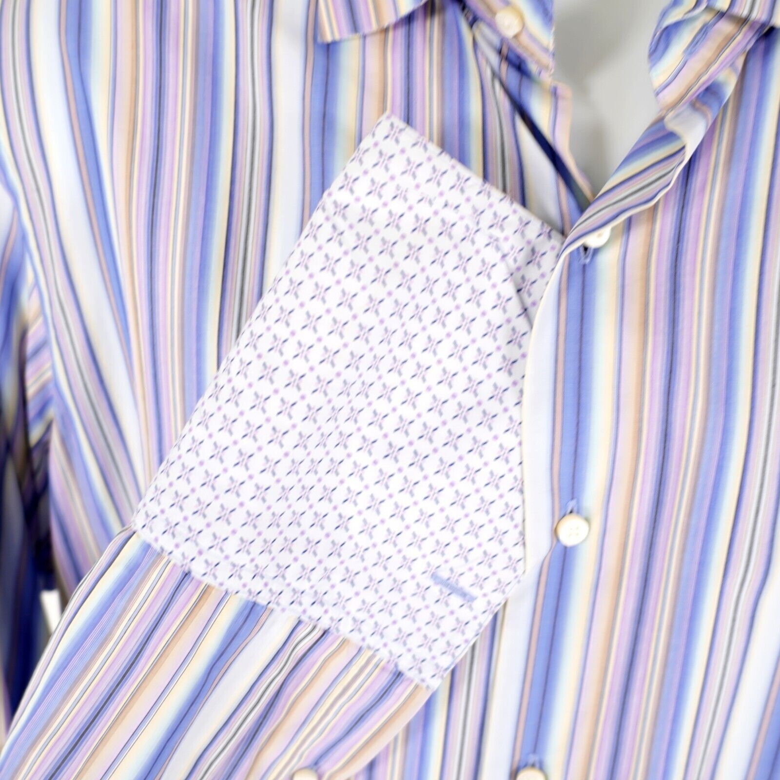 Banana Republic Banana Republic Striped 16-16.5 Large Blue Pink French Cuff Size US L / EU 52-54 / 3 - 2 Thumbnail