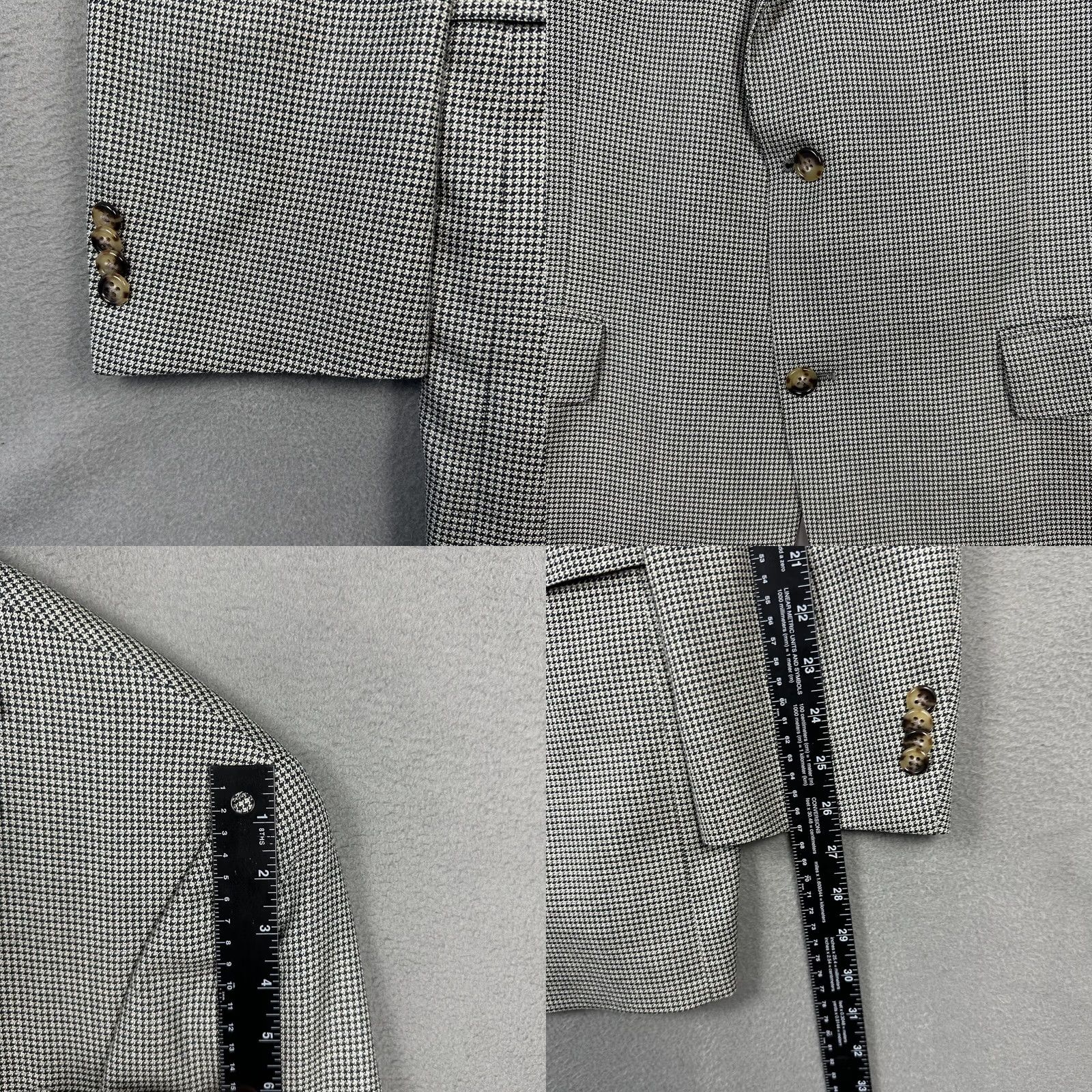 Hart Schaffner Marx Hart Schaffner Marx Mens Blazer Sport Coat Wool Beige Houndstooth 42L Size 42R - 9 Thumbnail